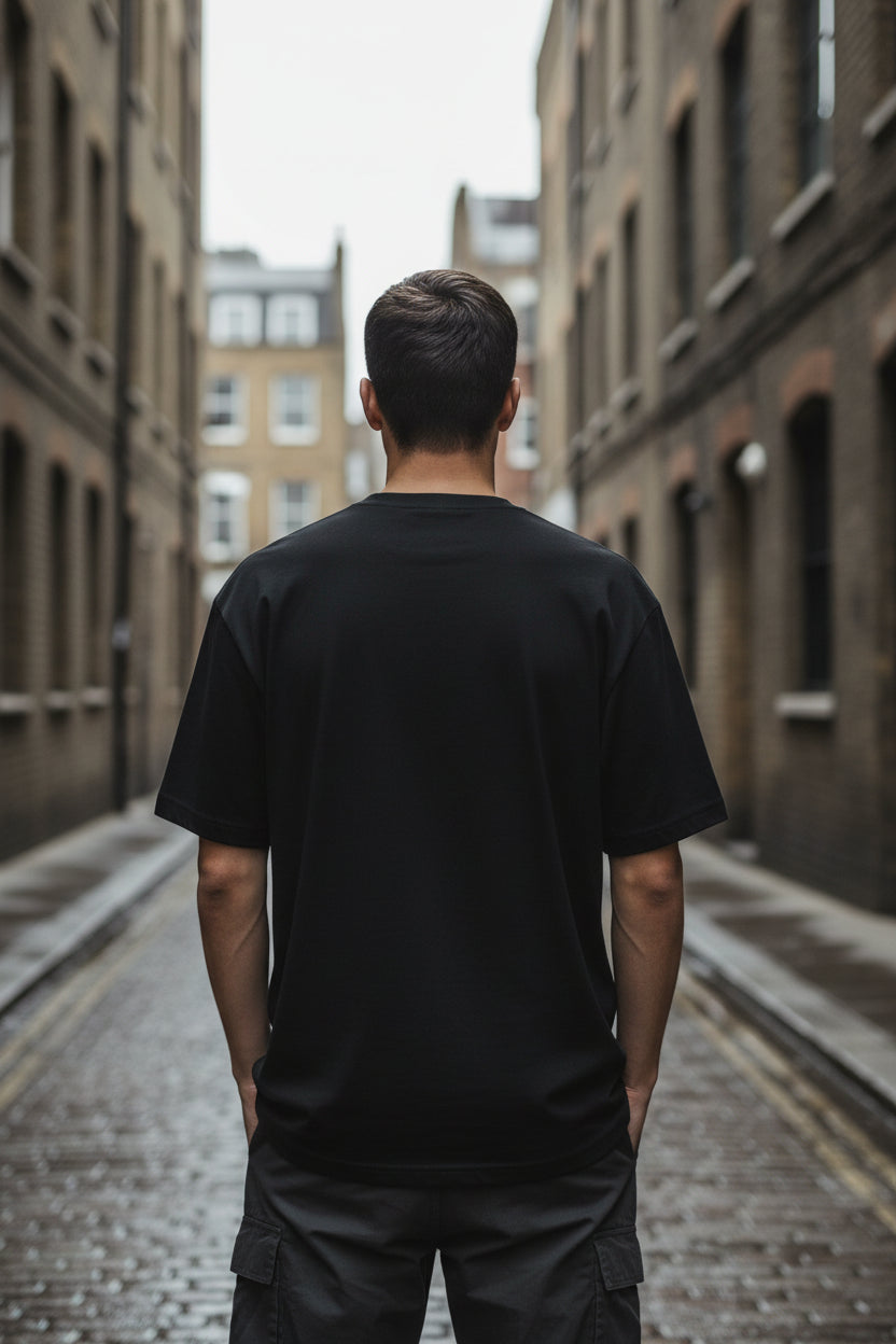 Black men's fitted graphic T-shirt by Craftklart featuring FBI logo and bold letter print on the back.