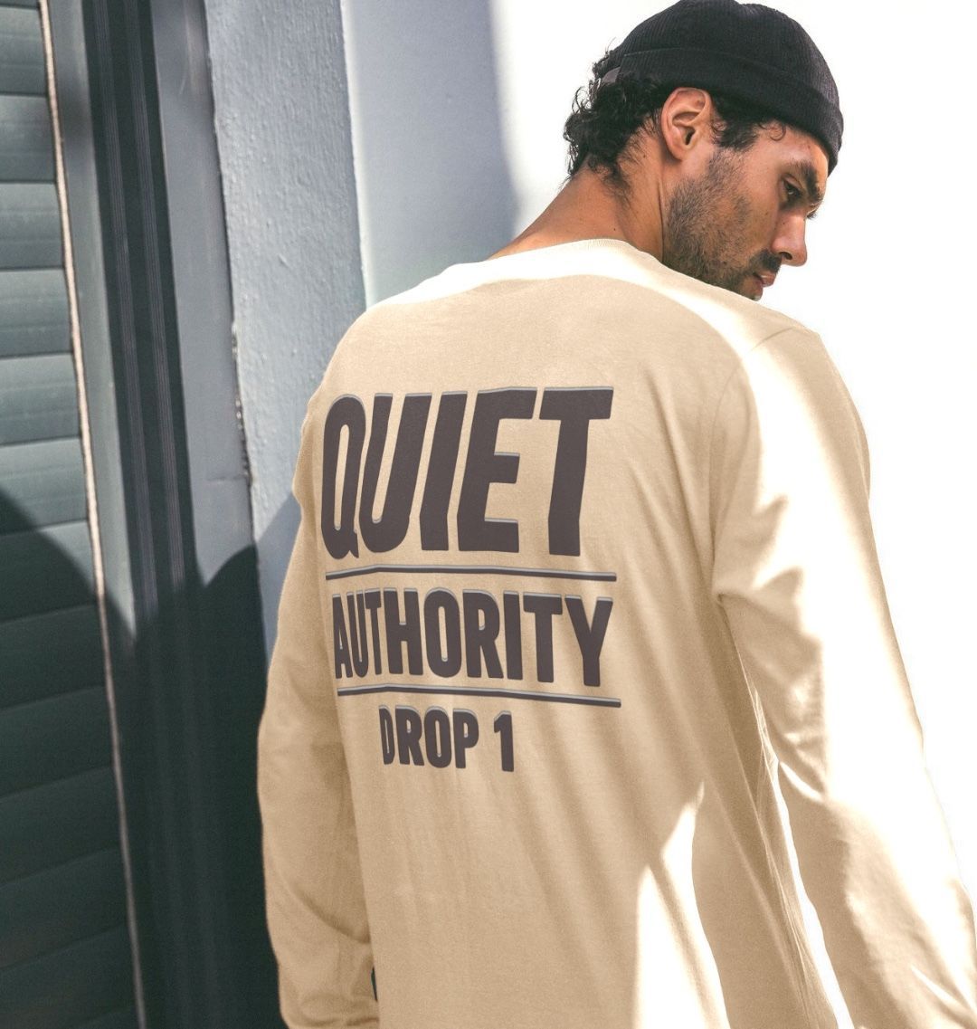 CKL Craftklart Quiet Authority long sleeve T-shirt in organic cotton with printed streetwear design on front.