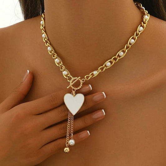 18K Gold-Plated Pearl Heart NeCKLace | Minimalist Streetwear | Craftklart
