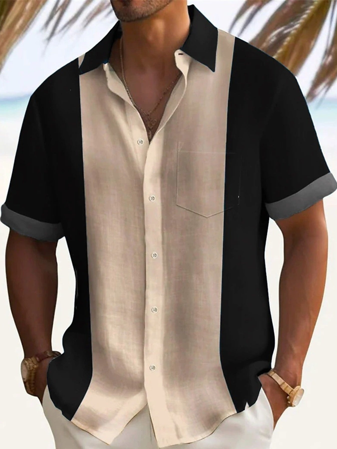 Men's Full Size Color Block Short Sleeve Shirt Plus Size | Minimalist Streetwear | Craftklart