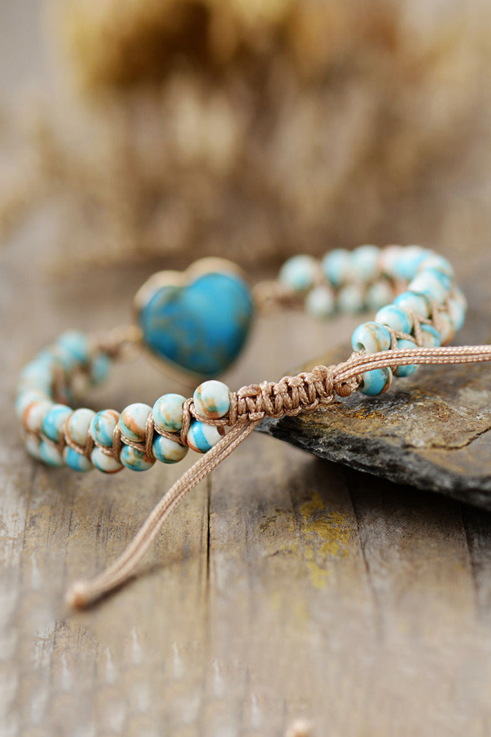 Handmade Heart Natural Stone Bracelet – Adjustable Copper Chain | 3 Colours | Minimalist Streetwear | Craftklart