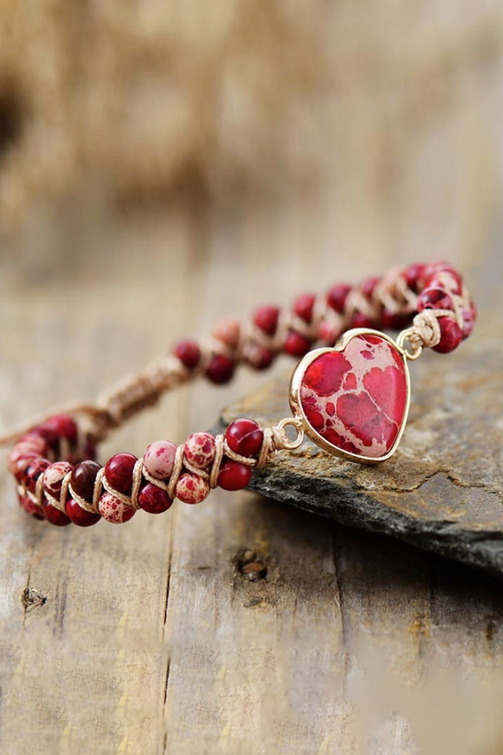 Handmade Heart Natural Stone Bracelet – Adjustable Copper Chain | 3 Colours | Minimalist Streetwear | Craftklart