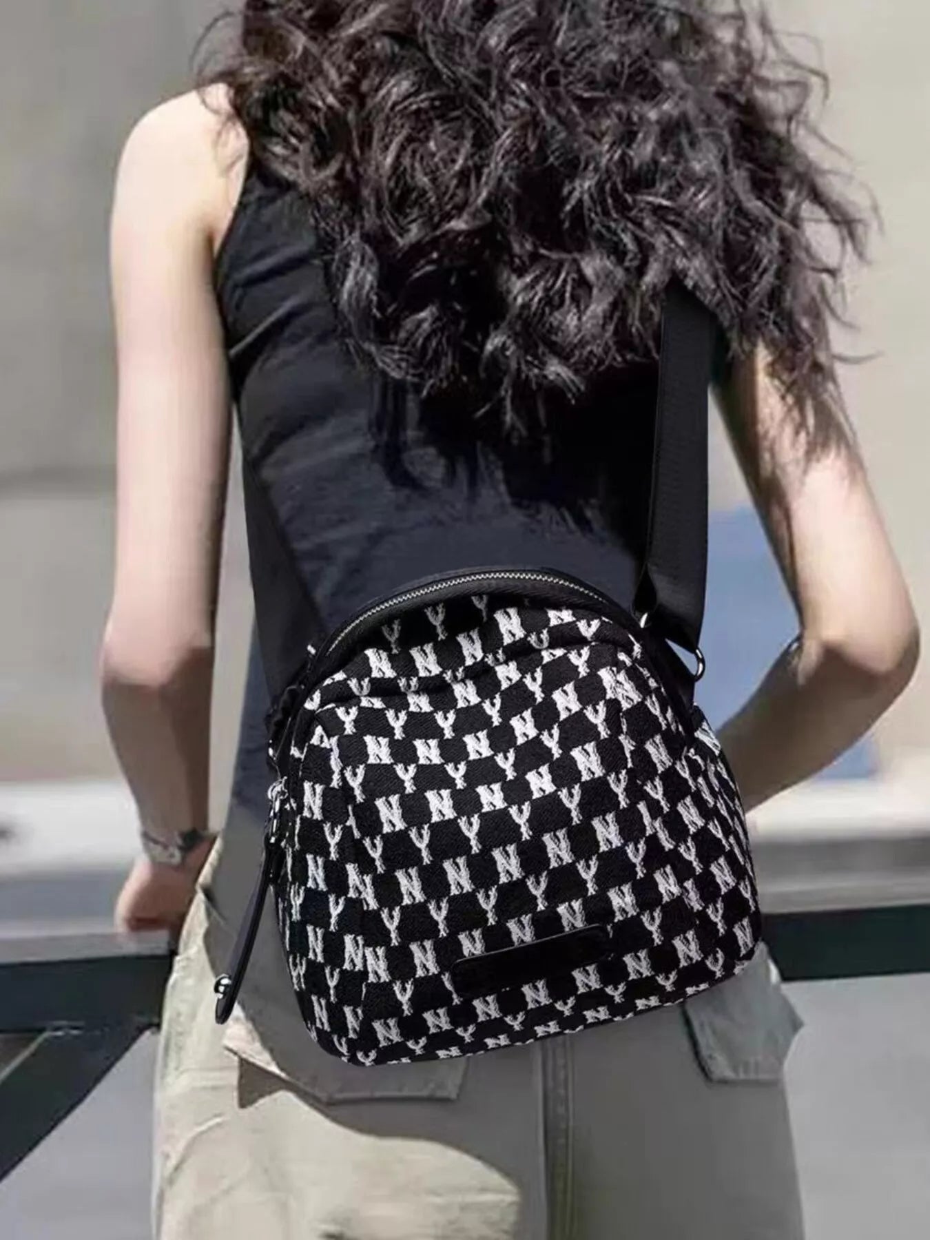 Ny Pattern Canvas Crossbody Bag | Minimalist Streetwear | Craftklart