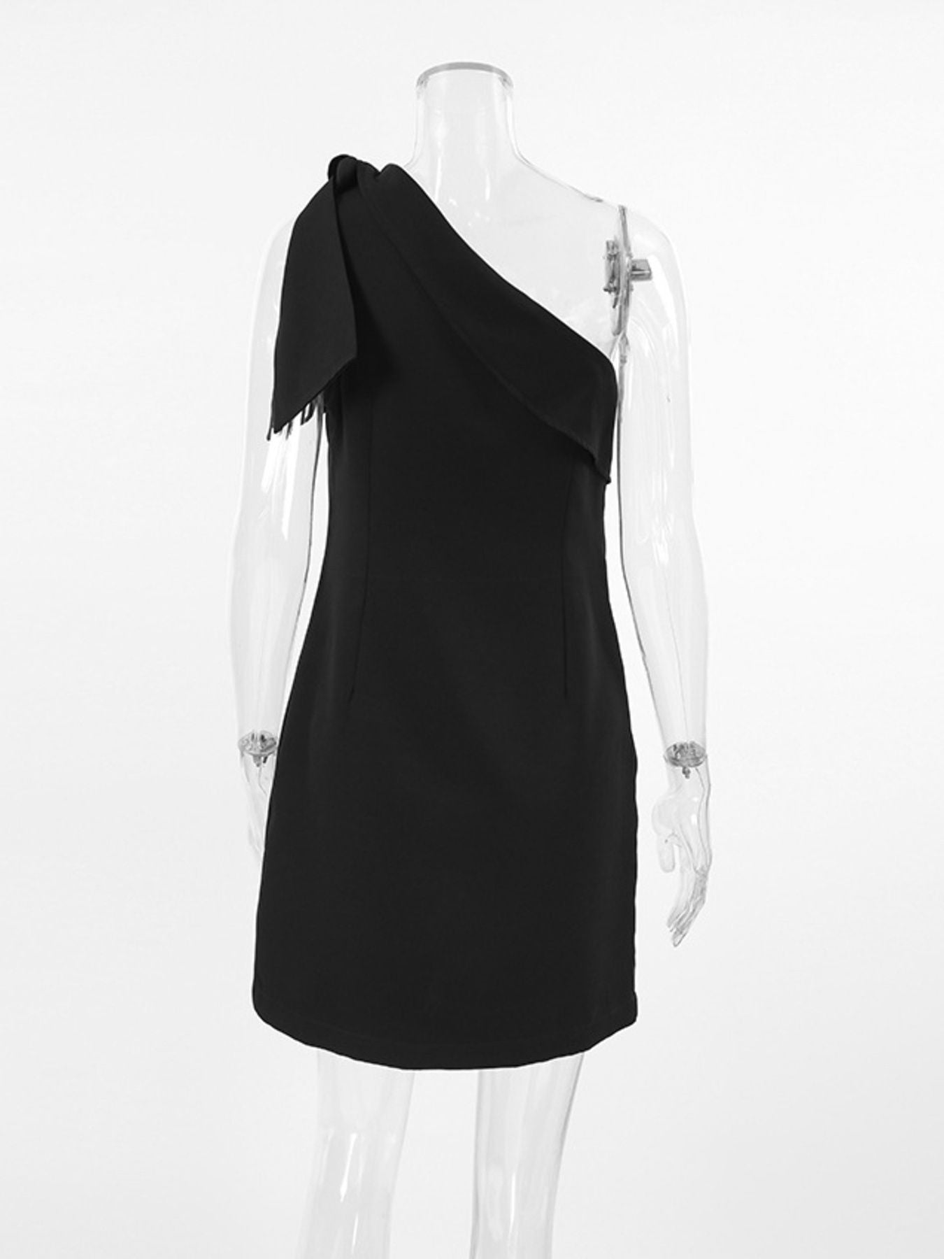 Women's One-Shoulder Bow Mini Dress | Asymmetric Tie Detail | Minimalist Streetwear | Craftklart