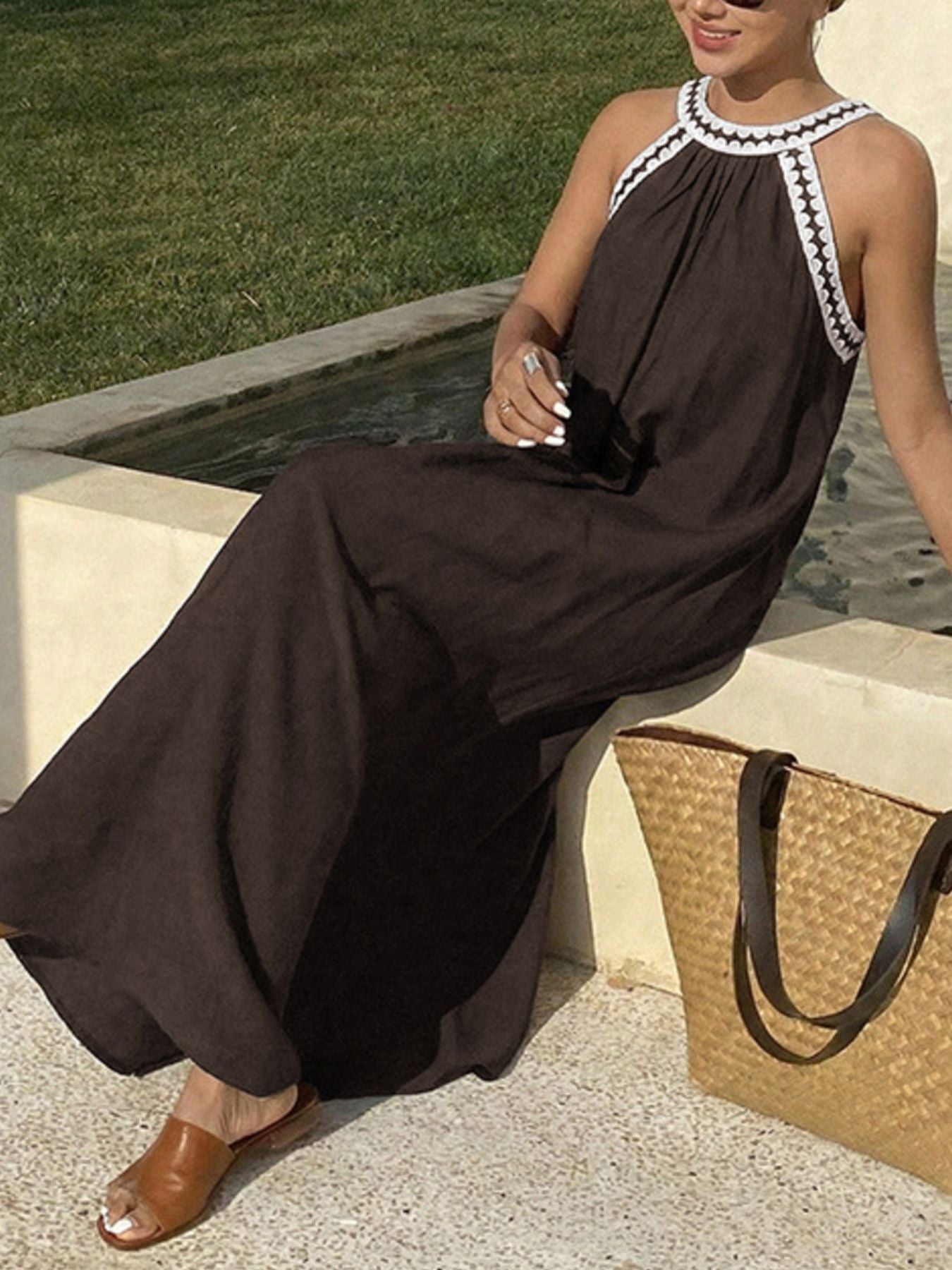 Crochet Trim Sleeveless Maxi Dress | Minimalist Streetwear | Craftklart