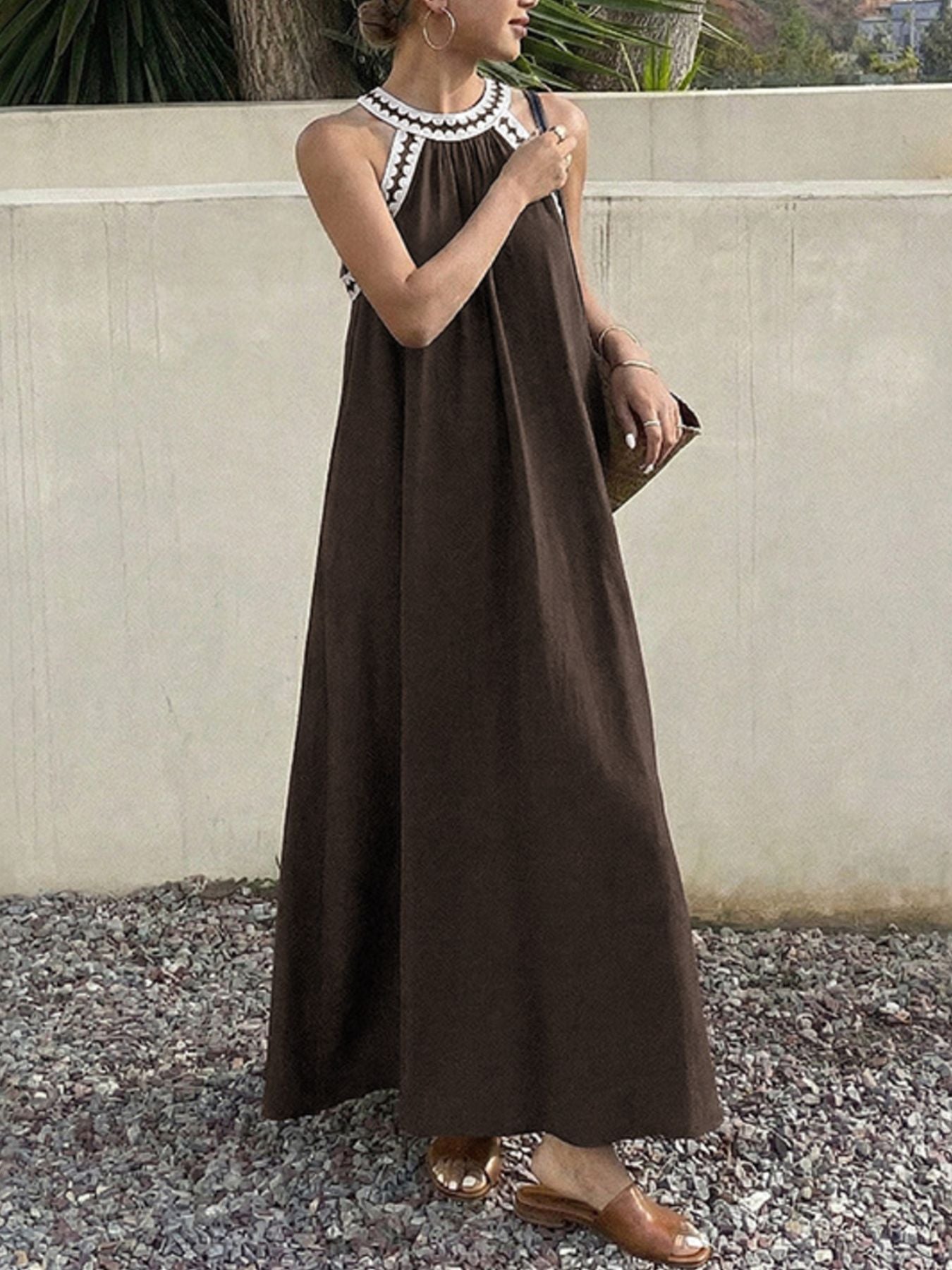 Crochet Trim Sleeveless Maxi Dress | Minimalist Streetwear | Craftklart