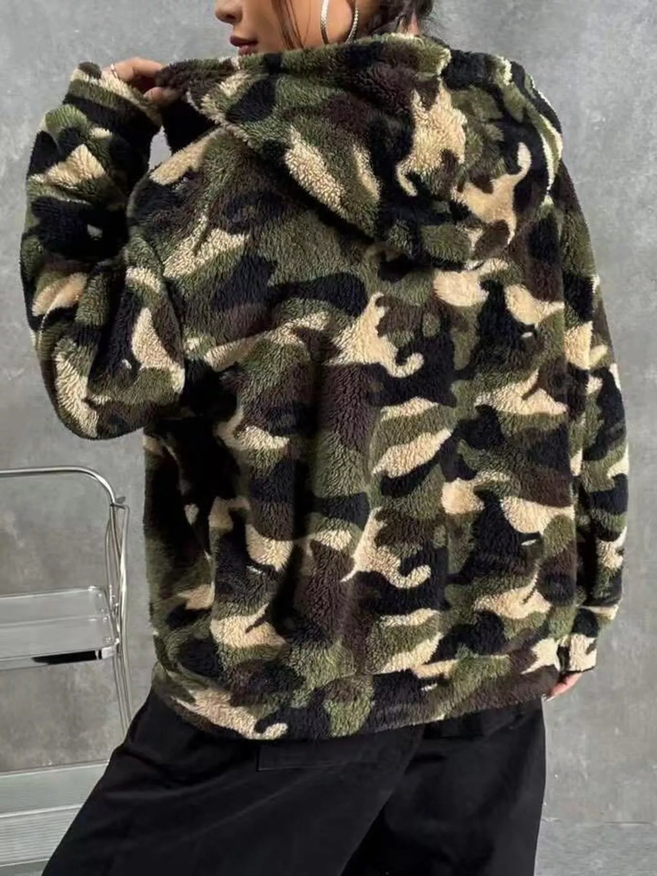 Fuzzy Camo Zip-Up Hoodie | Minimalist Streetwear | Craftklart