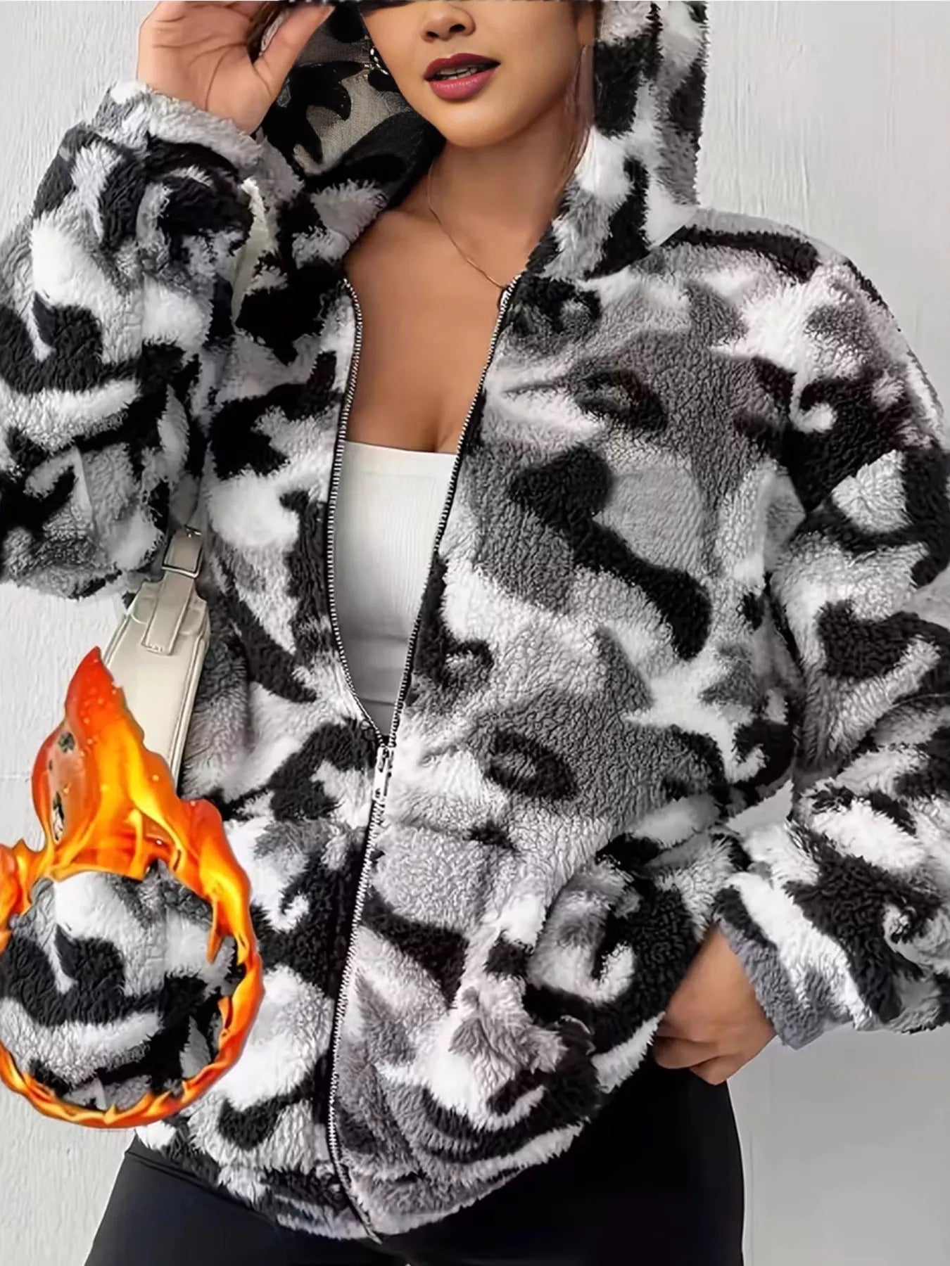 Fuzzy Camo Zip-Up Hoodie | Minimalist Streetwear | Craftklart