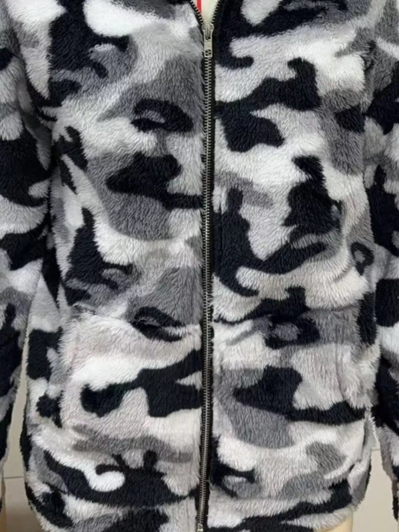 Fuzzy Camo Zip-Up Hoodie | Minimalist Streetwear | Craftklart