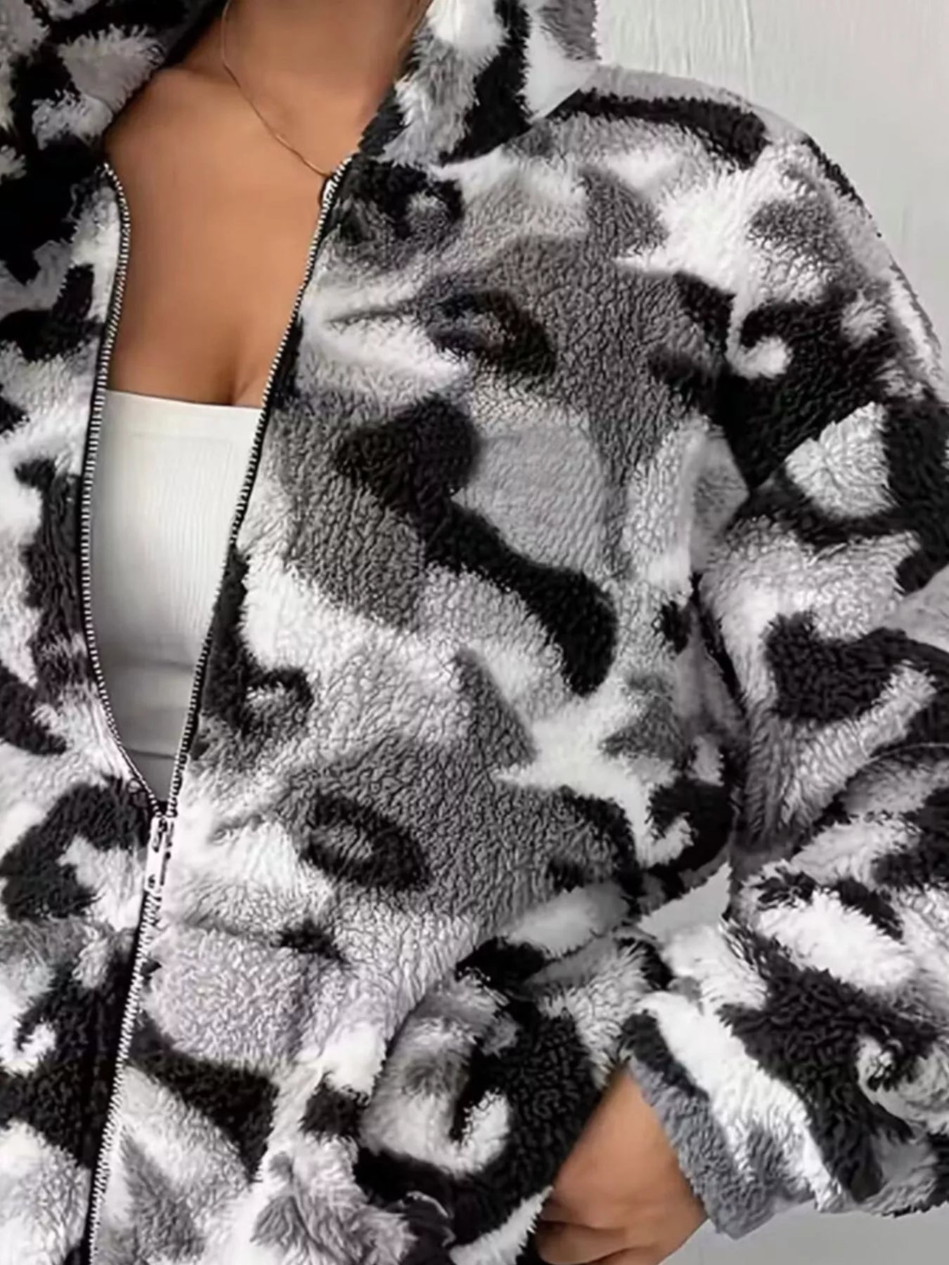 Fuzzy Camo Zip-Up Hoodie | Minimalist Streetwear | Craftklart