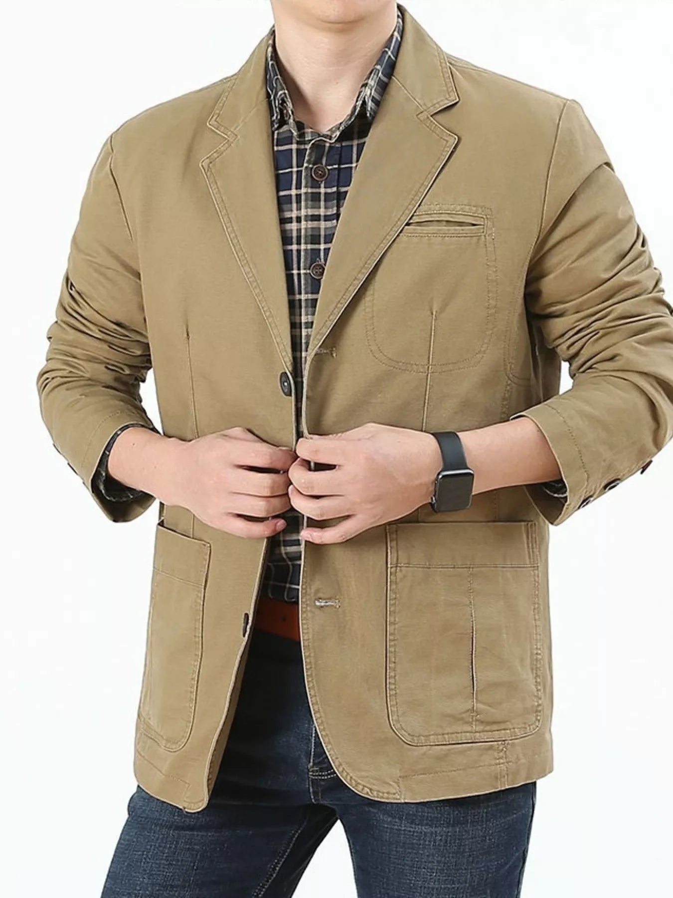 Men's Plus Size Cotton Blazer – Button-Up Lapel Collar Jacket | 3 Colours | Minimalist Streetwear | Craftklart