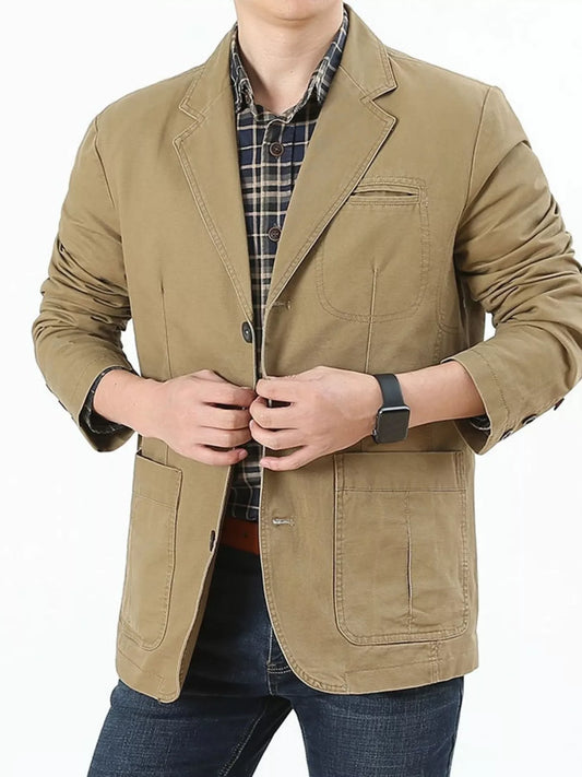 Men's Plus Size Cotton Blazer – Button-Up Lapel Collar Jacket | 3 Colours | Minimalist Streetwear | Craftklart