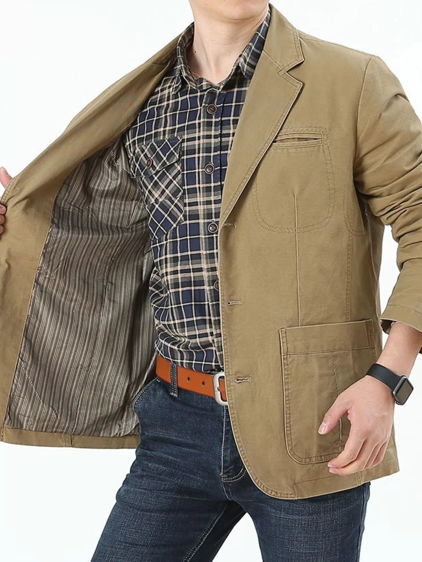 Men's Plus Size Cotton Blazer – Button-Up Lapel Collar Jacket | 3 Colours | Minimalist Streetwear | Craftklart