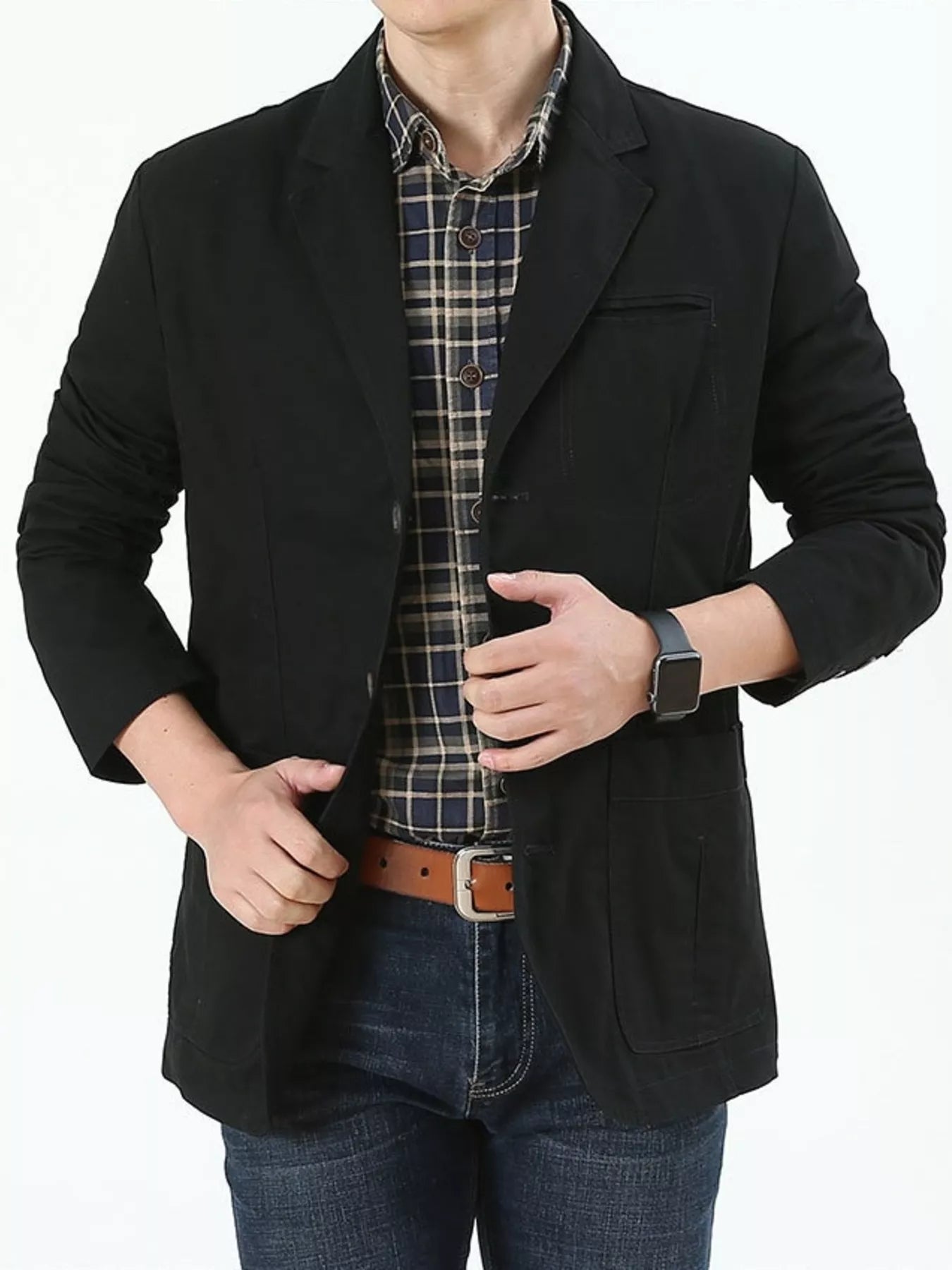 Men's Plus Size Cotton Blazer – Button-Up Lapel Collar Jacket | 3 Colours | Minimalist Streetwear | Craftklart