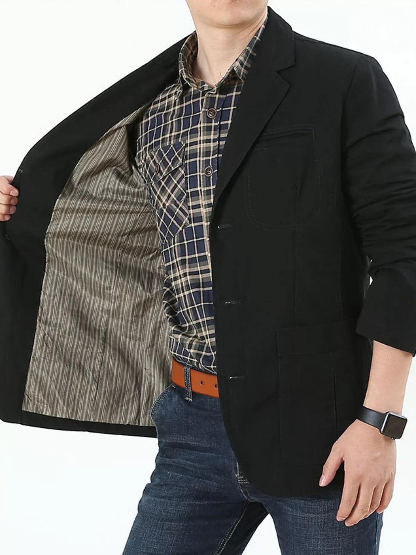 Men's Plus Size Cotton Blazer – Button-Up Lapel Collar Jacket | 3 Colours | Minimalist Streetwear | Craftklart