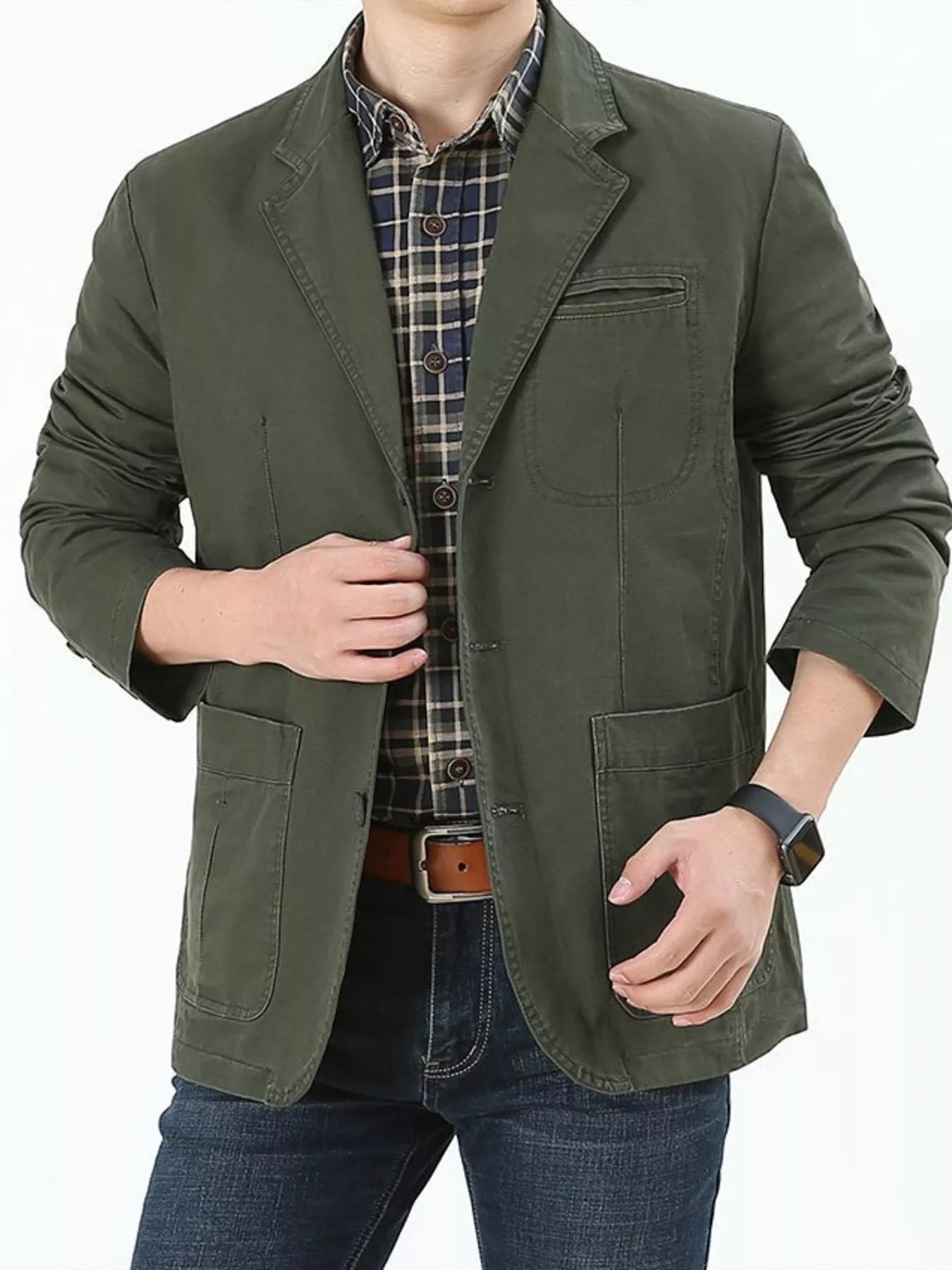 Men's Plus Size Cotton Blazer – Button-Up Lapel Collar Jacket | 3 Colours | Minimalist Streetwear | Craftklart