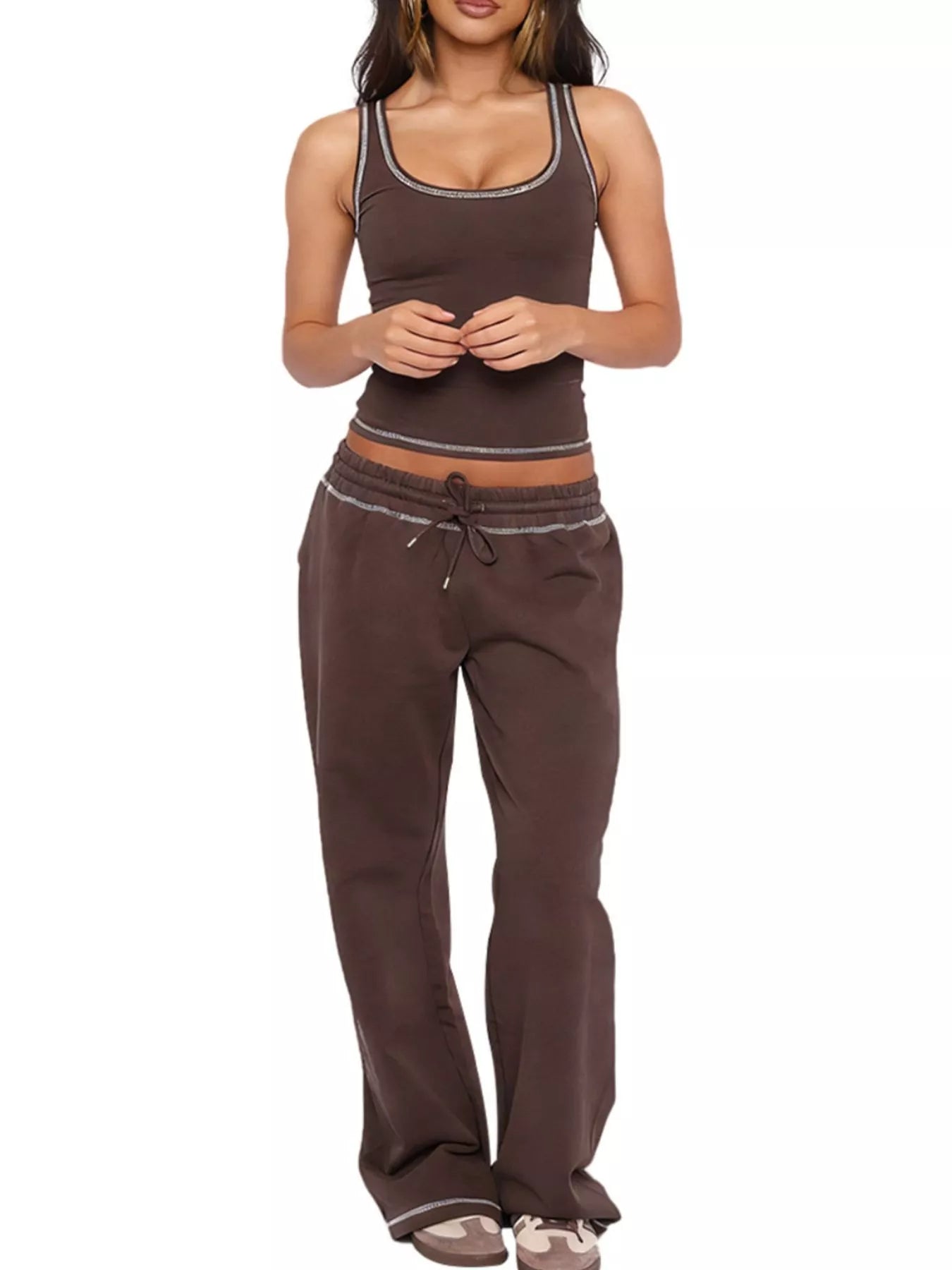 Scoop Neck Tank Top And Drawstring Pants Set | Minimalist Streetwear | Craftklart