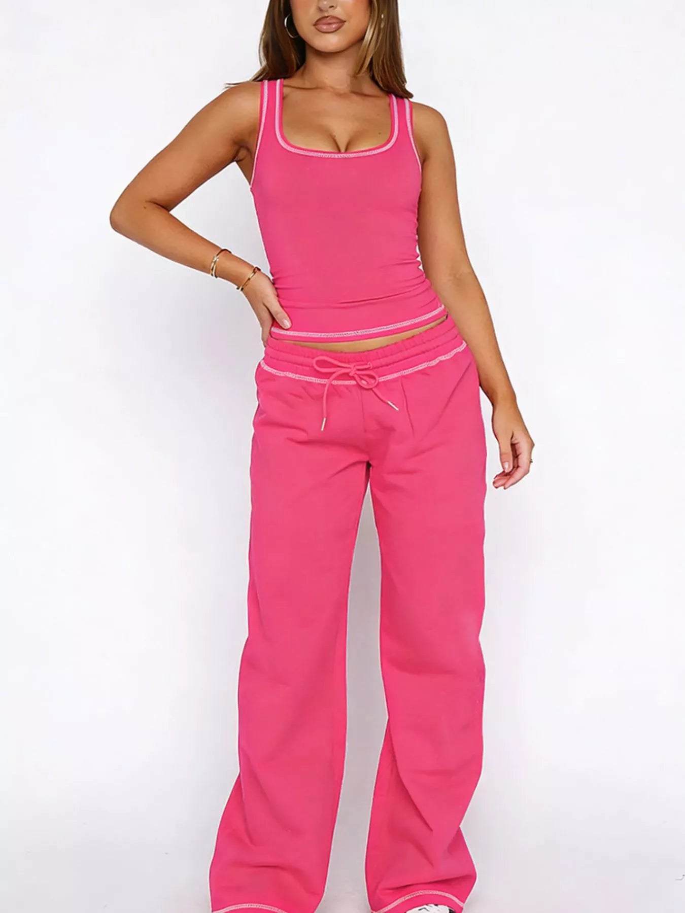 Scoop Neck Tank Top And Drawstring Pants Set | Minimalist Streetwear | Craftklart