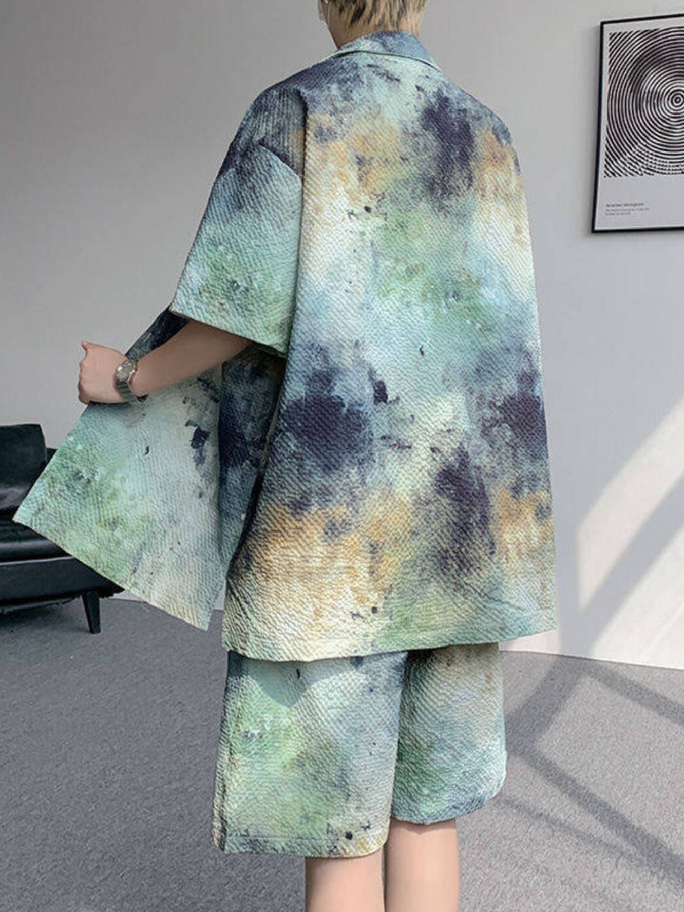 Men's Plus Size Tie-Dye Print Shirt & Shorts Set – 2-Piece Summer Co-Ord | 3 Colours | Minimalist Streetwear | Craftklart