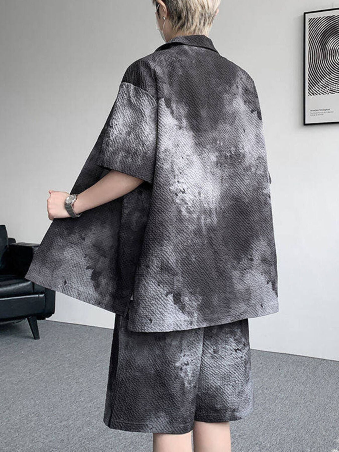 Men's Plus Size Tie-Dye Print Shirt & Shorts Set – 2-Piece Summer Co-Ord | 3 Colours | Minimalist Streetwear | Craftklart