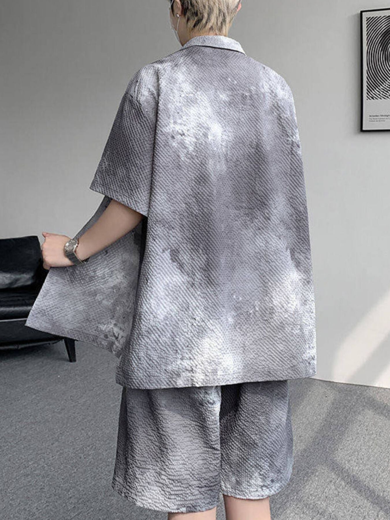 Men's Plus Size Tie-Dye Print Shirt & Shorts Set – 2-Piece Summer Co-Ord | 3 Colours | Minimalist Streetwear | Craftklart
