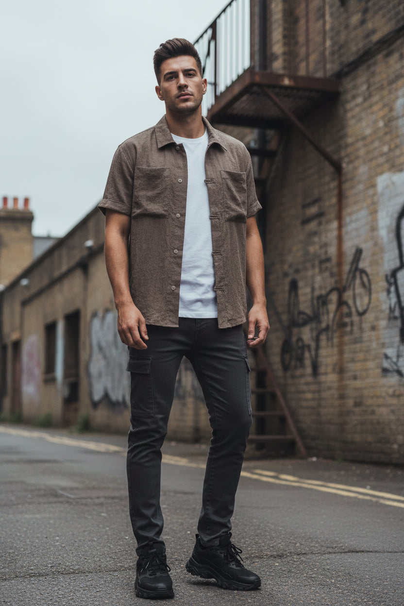 Men's Plus Size Casual Button Up Short Sleeve Shirt | Minimalist Streetwear | Craftklart