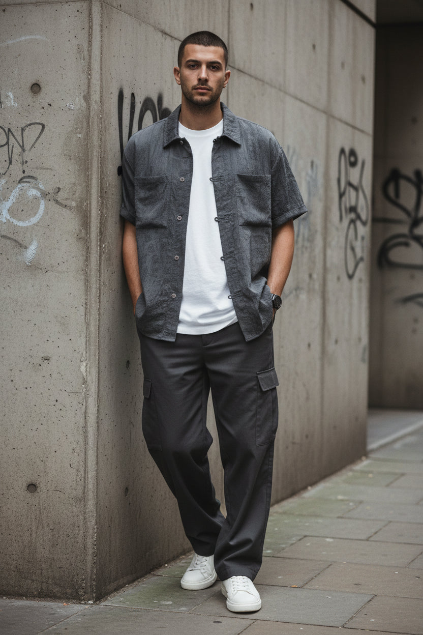 Men's Plus Size Casual Button Up Short Sleeve Shirt | Minimalist Streetwear | Craftklart