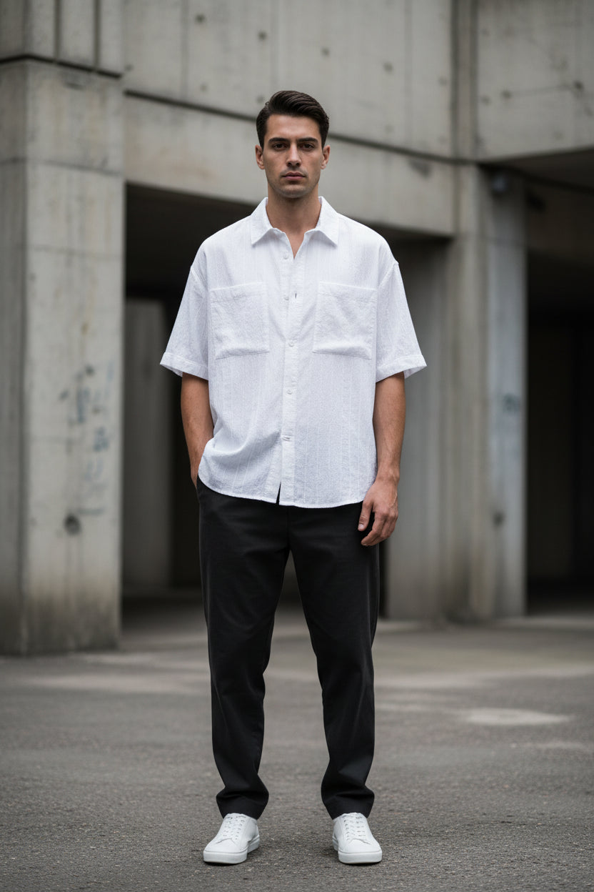 Men's Plus Size Casual Button Up Short Sleeve Shirt | Minimalist Streetwear | Craftklart
