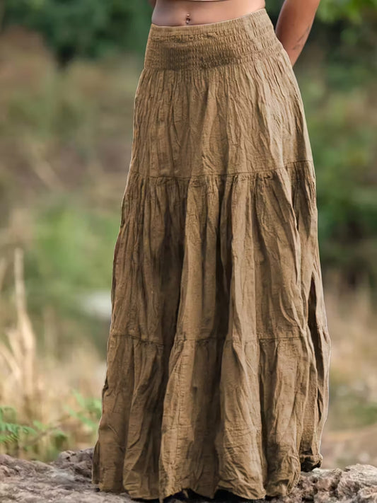Women's Tiered Maxi Skirt – Ruched Flowy Midi Skirt | 5 Colours | Minimalist Streetwear | Craftklart