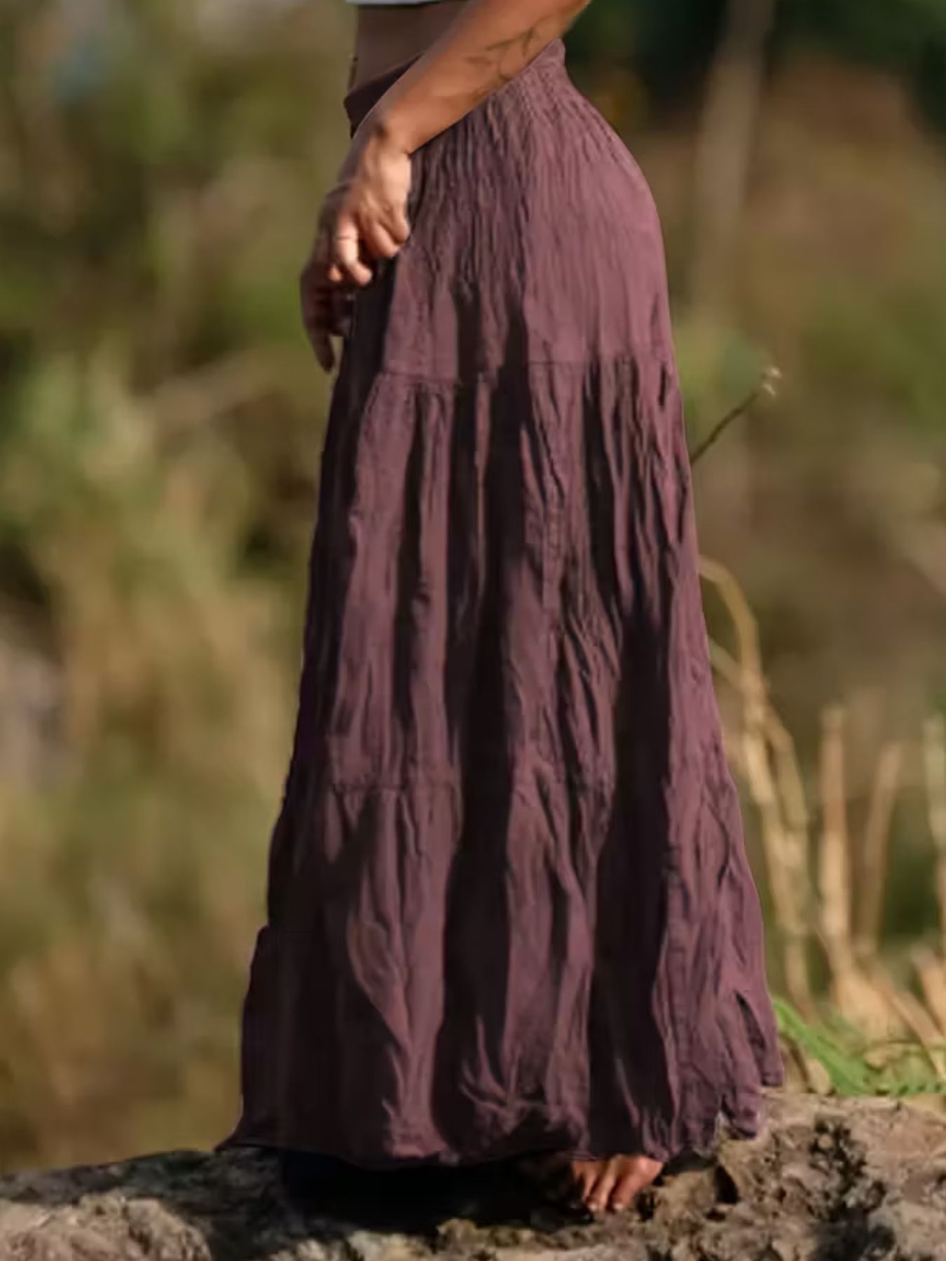 Women's Tiered Maxi Skirt – Ruched Flowy Midi Skirt | 5 Colours | Minimalist Streetwear | Craftklart