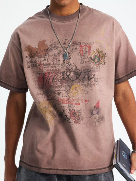 Men's Vintage Graphic Round Neck Oversized T-Shirt | Minimalist Streetwear | Craftklart
