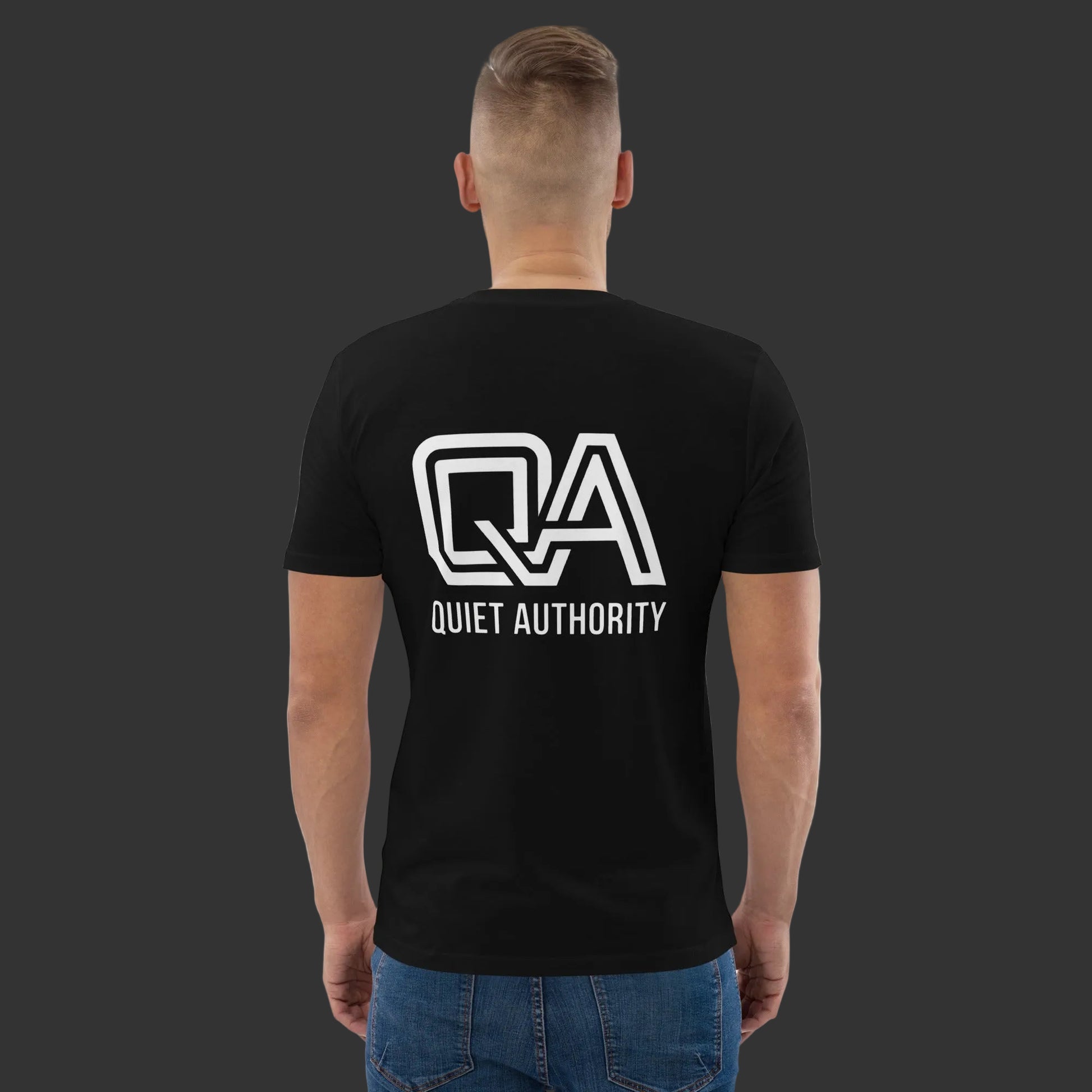 Black unisex Craftklart Organic Cotton T-Shirt with a simple back design, ideal for streetwear and everyday casual wear.