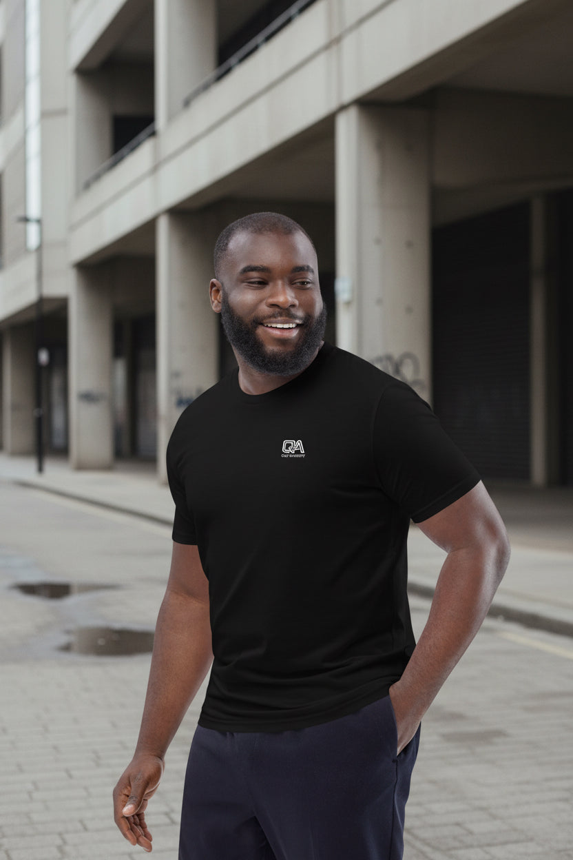 Black Craftklart Organic Cotton T-Shirt for unisex streetwear, shown from the front with a crew neck and minimal design.