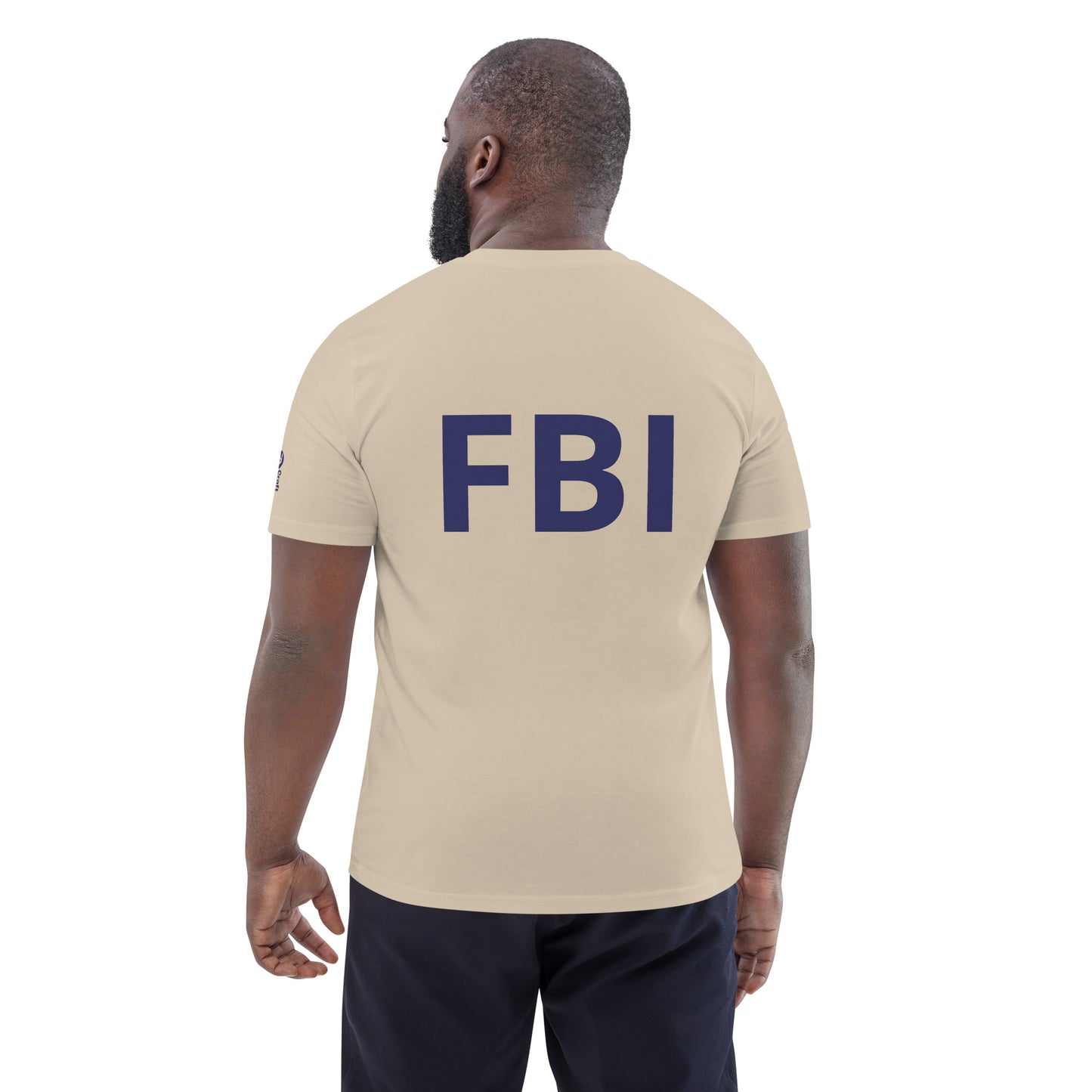 Unisex Organic Cotton T-shirt from Fashion Beyond Identity (FBI) in desert dust color, featuring a casual streetwear style.
