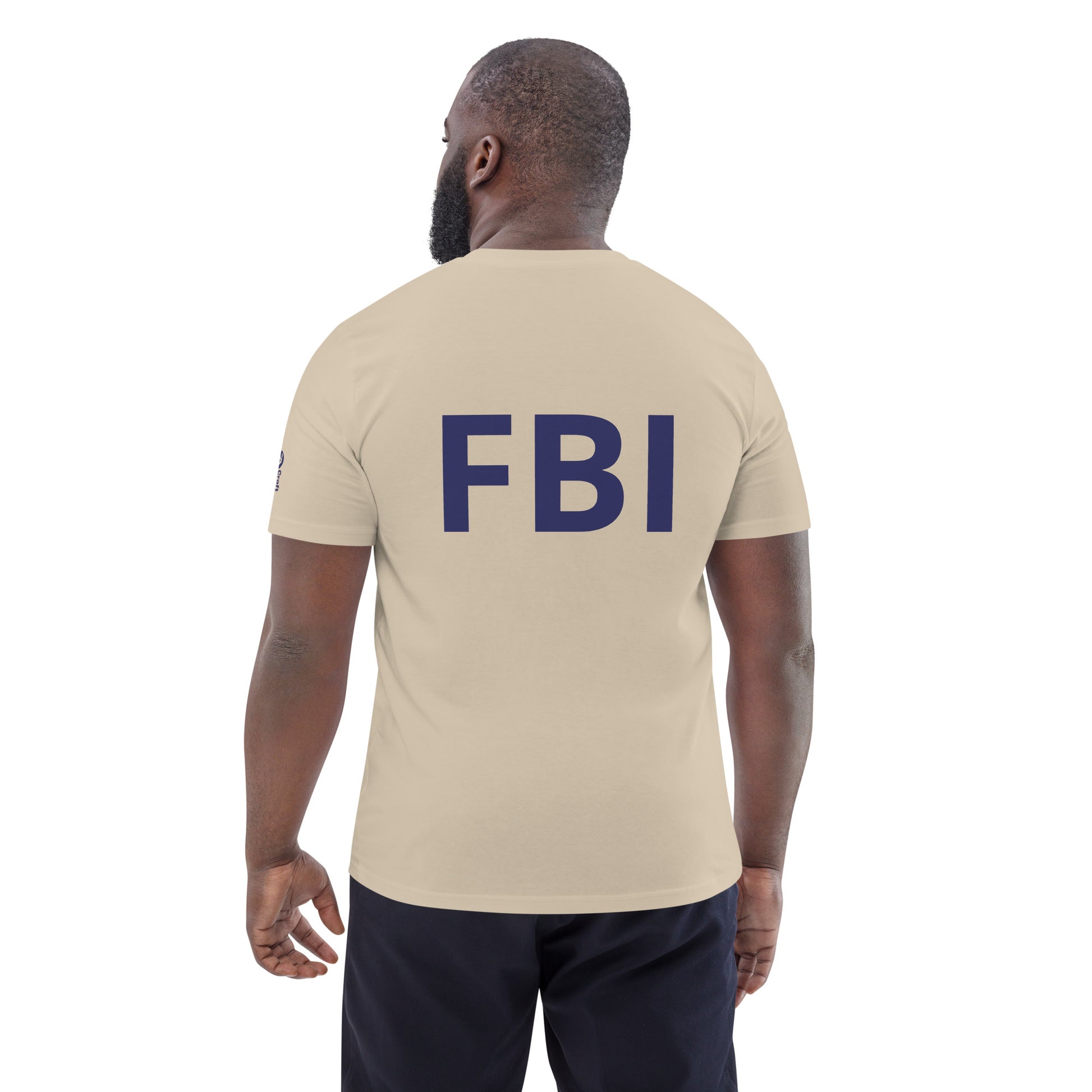 Unisex Organic Cotton T-shirt from Fashion Beyond Identity (FBI) in desert dust color, featuring a casual streetwear style.