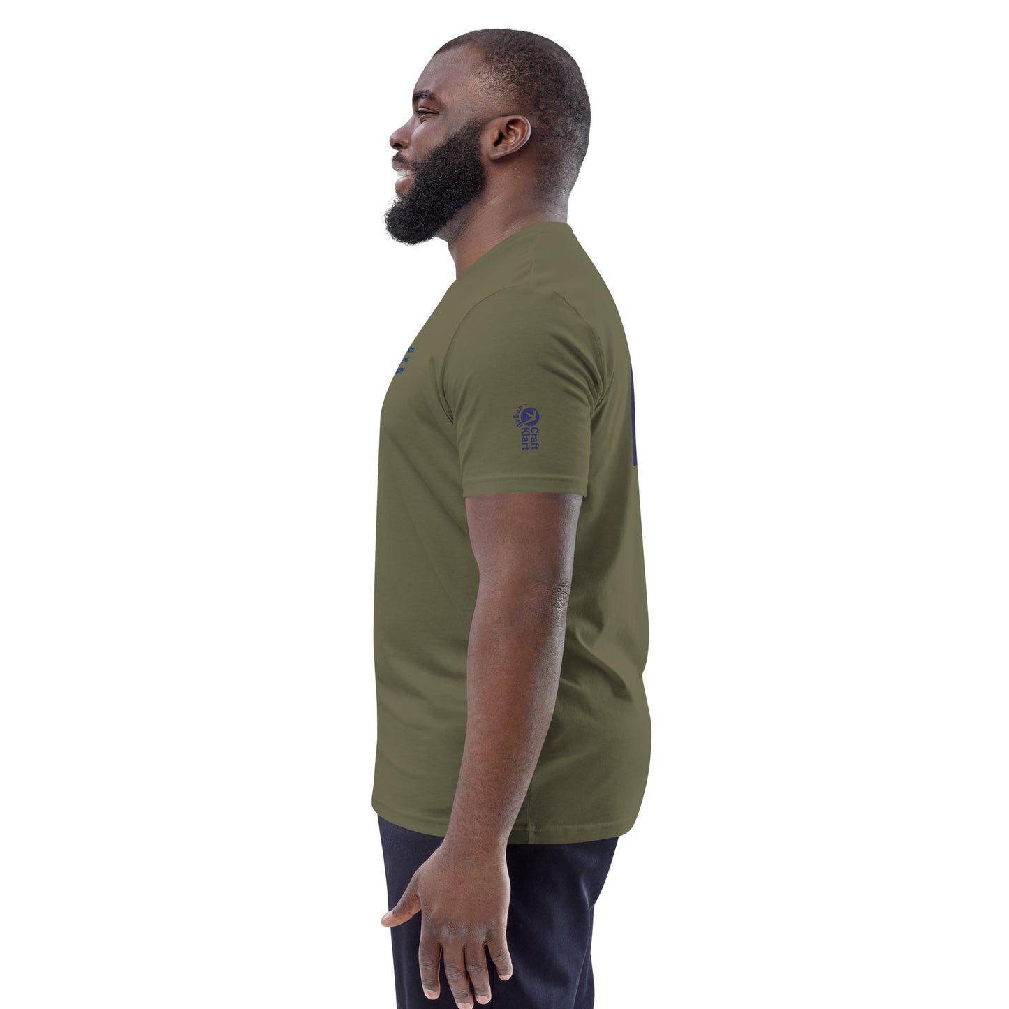 Unisex khaki Organic Cotton FBI T-shirt by Urban Fashion & Streetwear Craftklart, featuring a casual streetwear style and simple design.