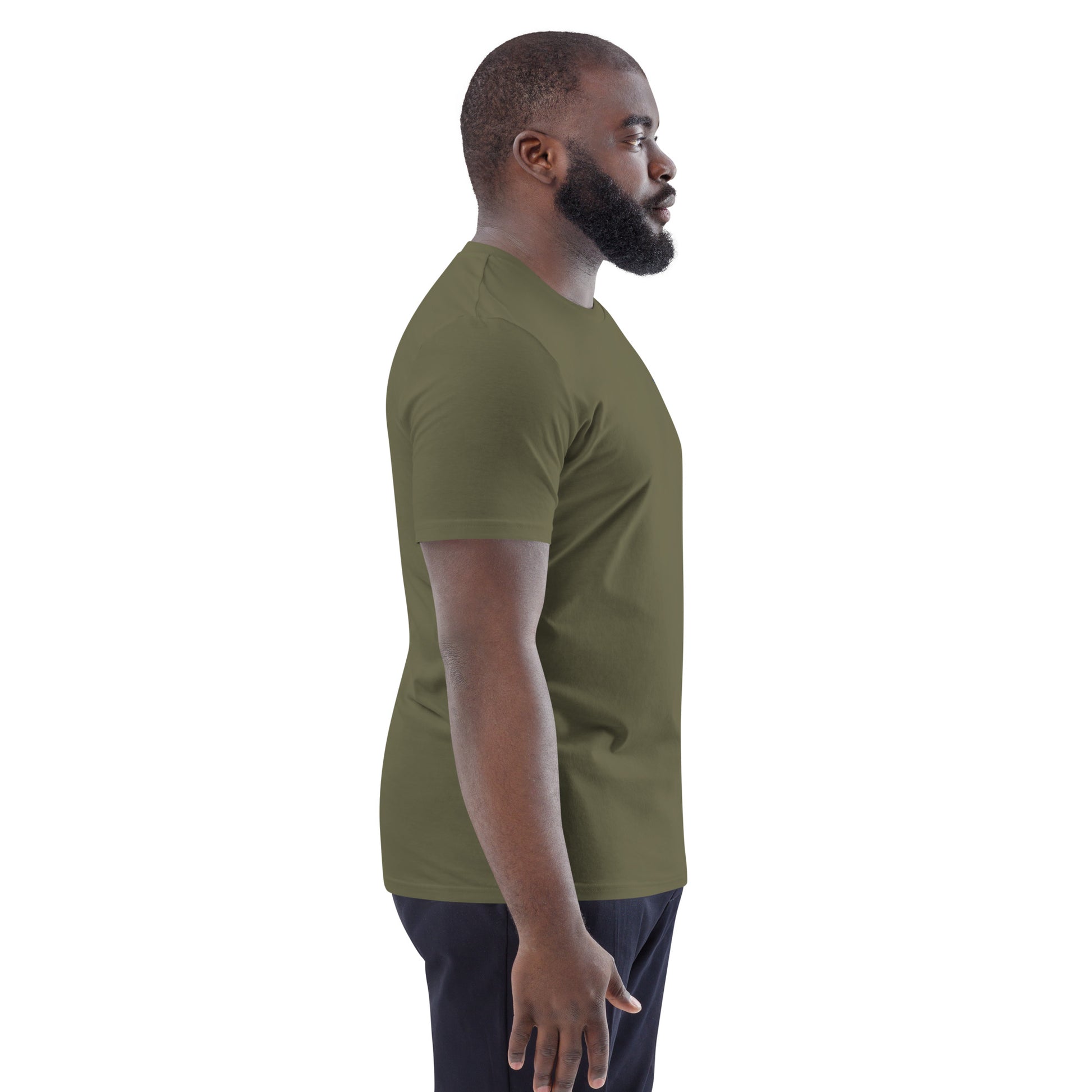 Unisex khaki organic cotton T-shirt from Fashion Beyond Identity (FBI) by Urban Fashion & Streetwear, featuring a casual fit.
