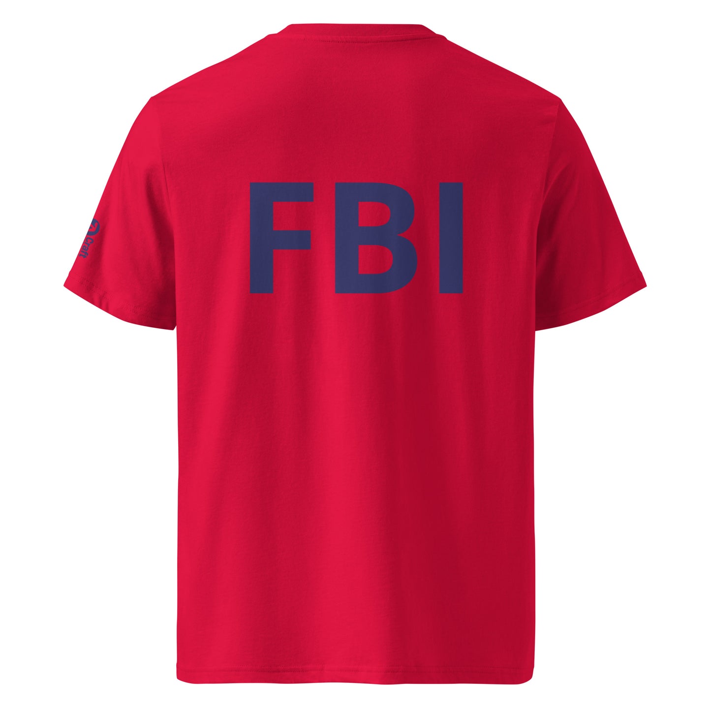 Unisex red Organic Cotton T-Shirt by Fashion Beyond Identity (FBI) with back design, from Urban Fashion & Streetwear collection.