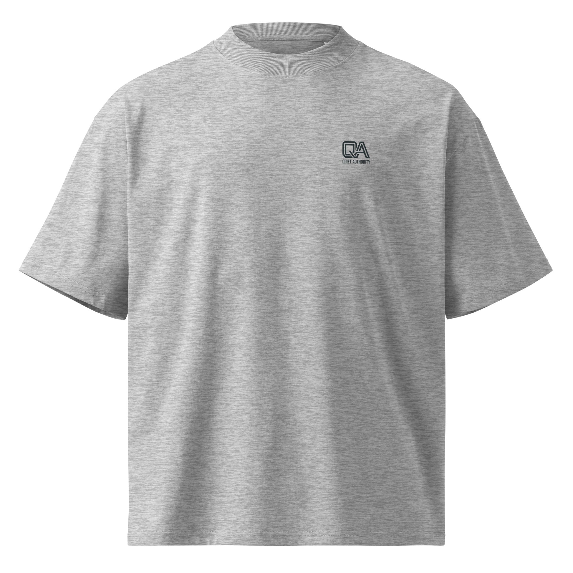 Unisex Craftklart Organic Oversized High Neck T-Shirt in heather grey with a high neck and relaxed fit, made from GOTS-certified organic fabric.