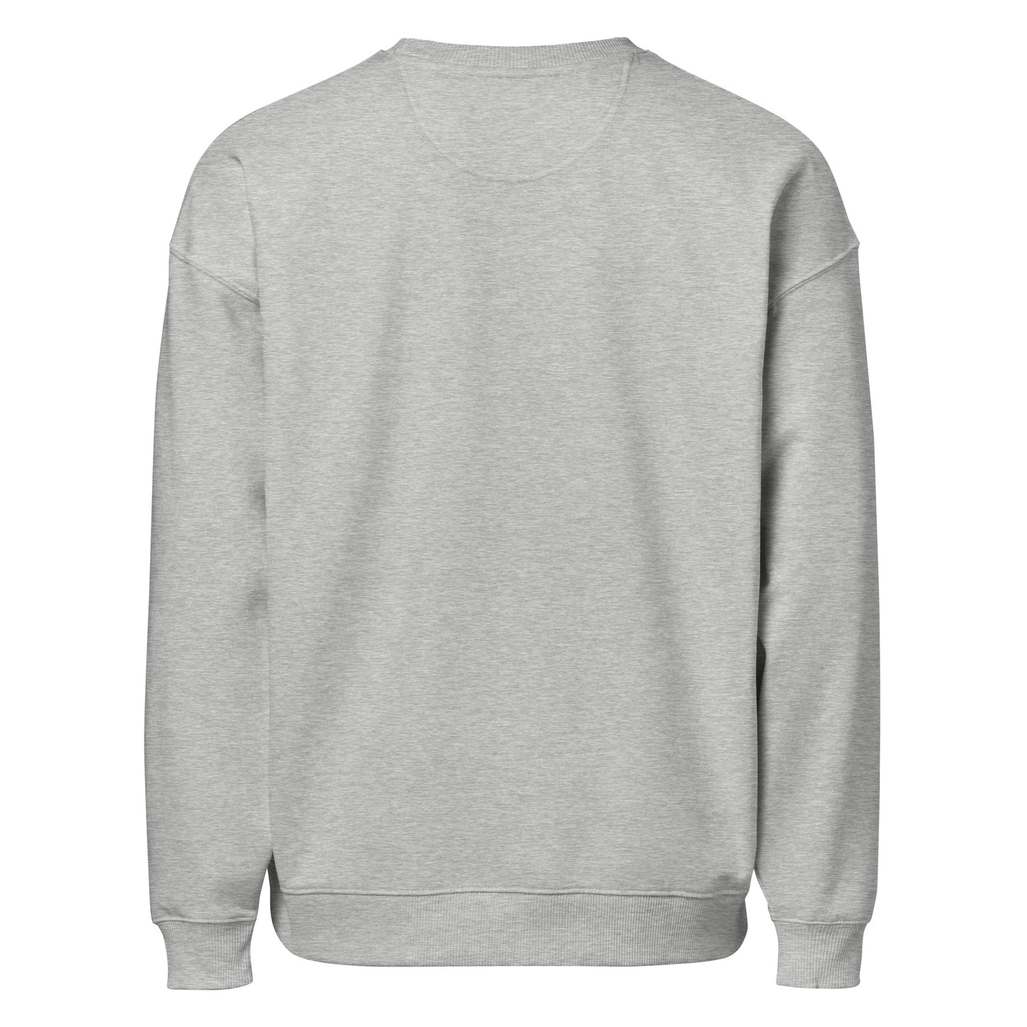 Unisex heather grey organic oversized sweatshirt from Craftklart CORE Organic collection, featuring a relaxed fit and streetwear style.