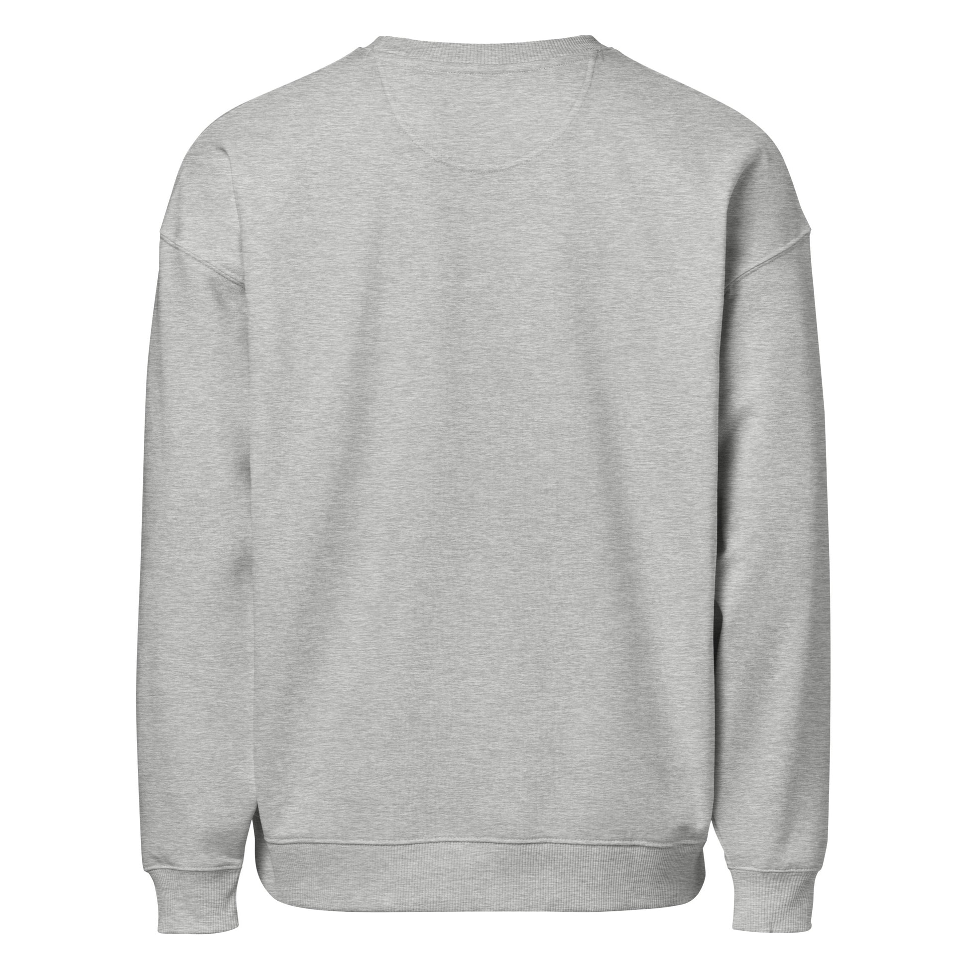 Unisex heather grey organic oversized sweatshirt from Craftklart CORE Organic collection, featuring a relaxed fit and streetwear style.