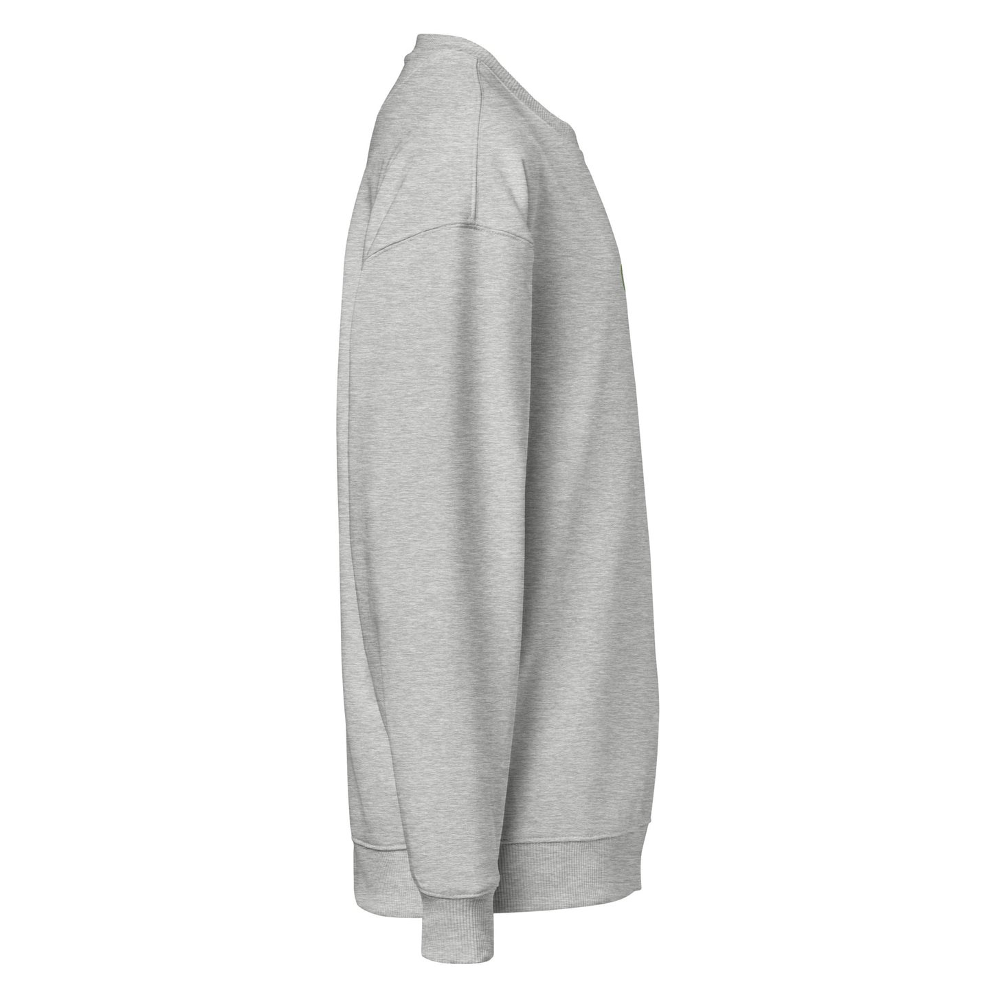 Unisex heather grey oversized organic sweatshirt by Craftklart, sustainable streetwear long sleeve top with a relaxed fit.