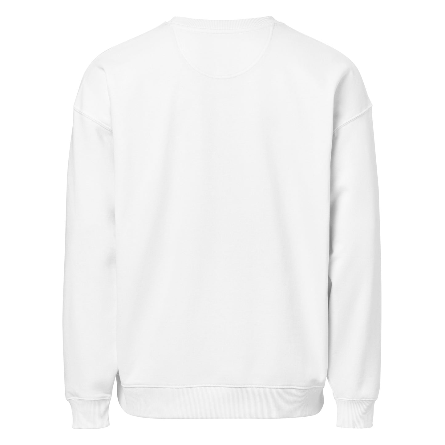 Unisex white Craftklart CORE Organic Oversized Sweatshirt, sustainable streetwear longsleeve top with back detail.