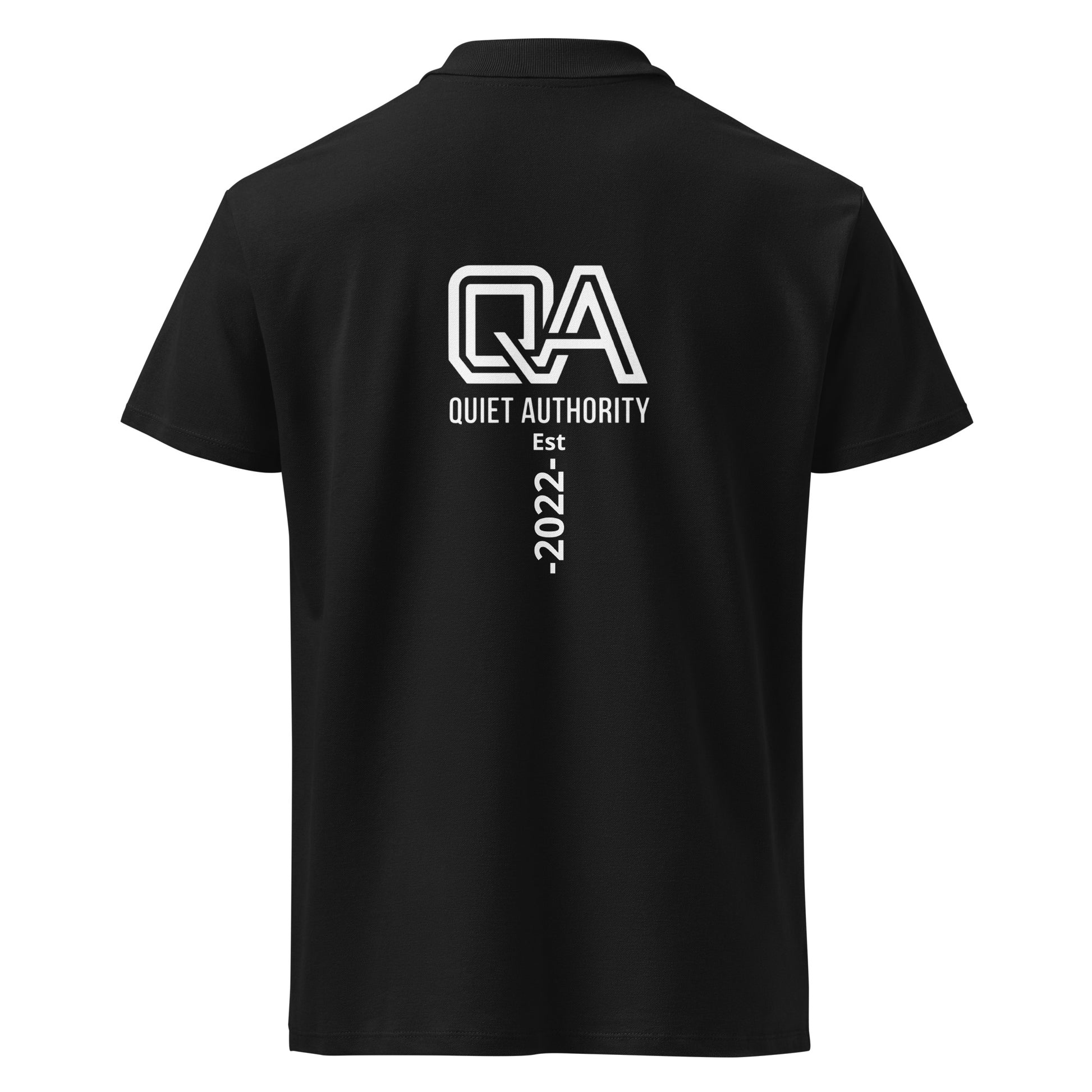 Unisex black Piqué Polo Shirt by Craftklart, showing the back with a classic collar and textured fabric for a polished look.
