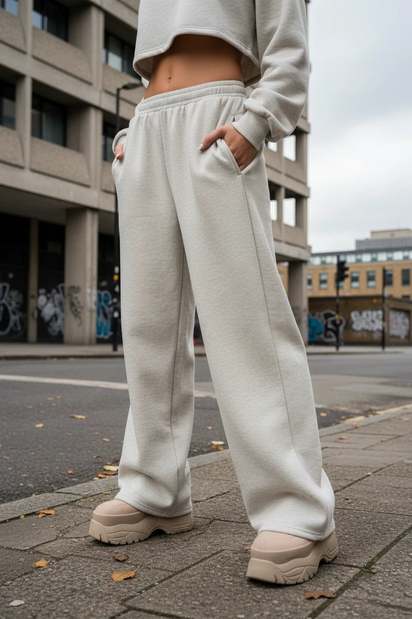 Women's wide-leg knit trousers from Urban Fashion & Streetwear Craftklart, featuring a loose fit, solid color, and cozy winter style.
