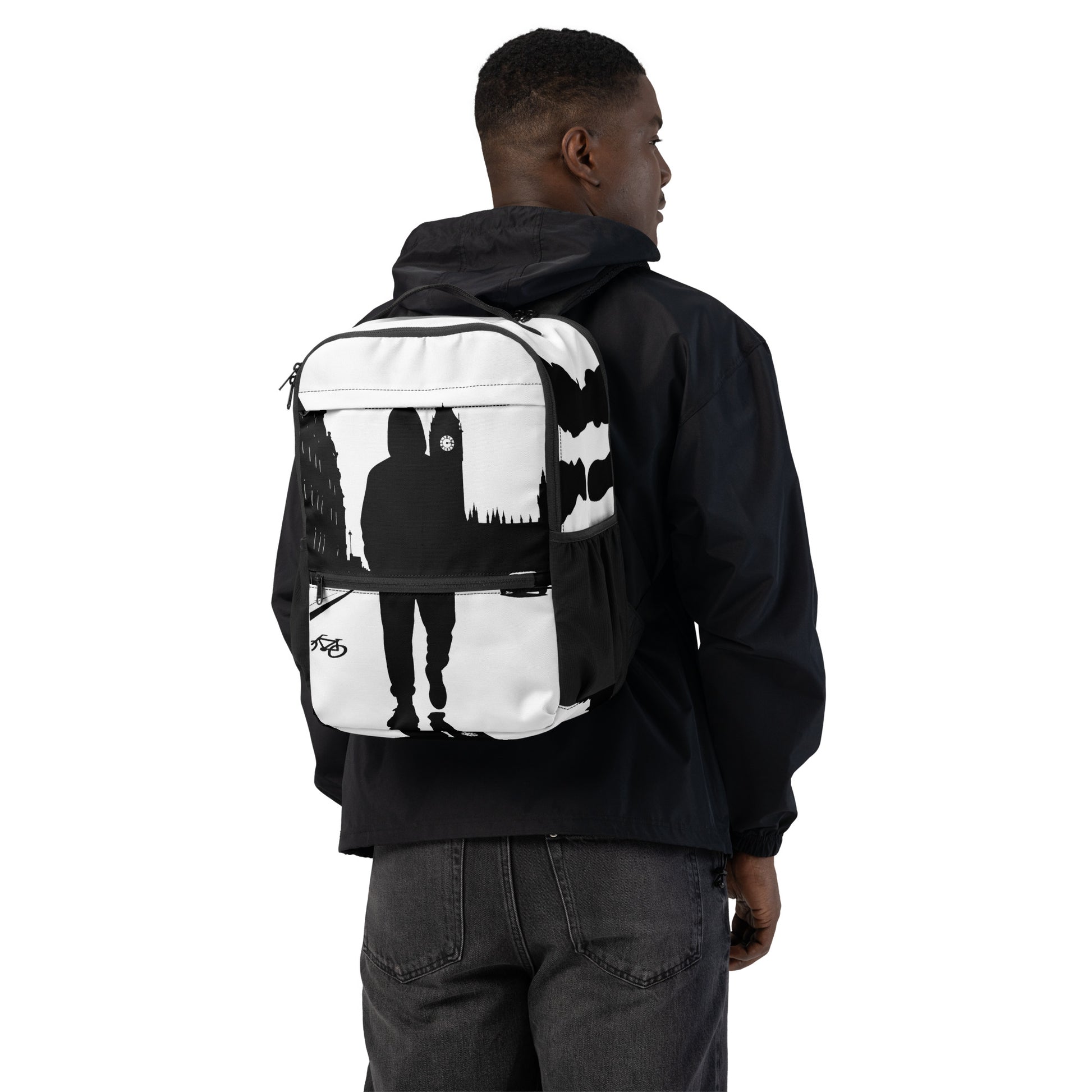 Urban Fashion & Streetwear CKL Urban Utility Backpack with all-over print, black color, designed for laptops and daily use.