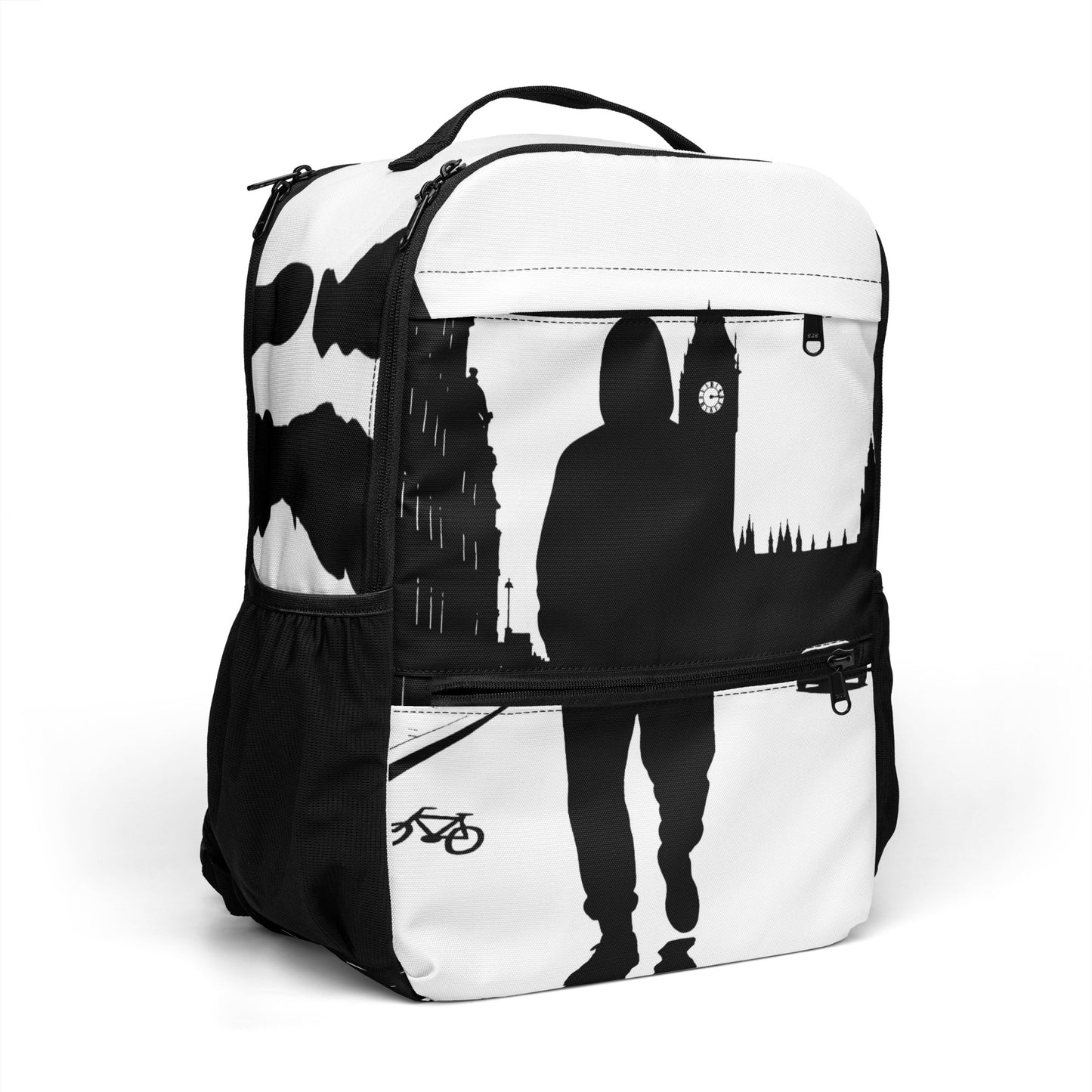 Urban Fashion & Streetwear CKL Urban Utility Backpack in black with all-over print, designed for laptops, available in two colors.