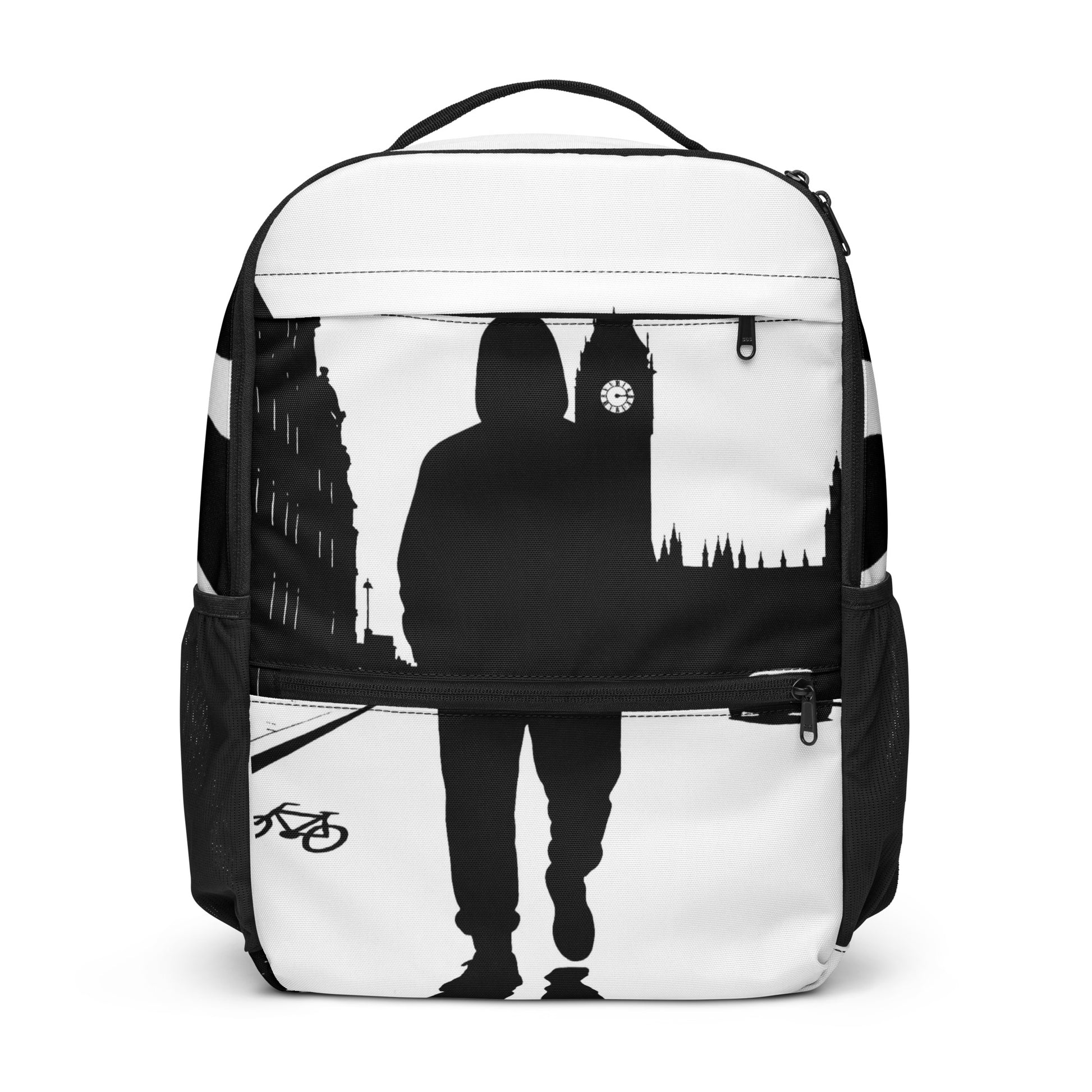 CKL Urban Utility Backpack in black with all-over print, designed for laptops, featuring urban fashion and streetwear style.