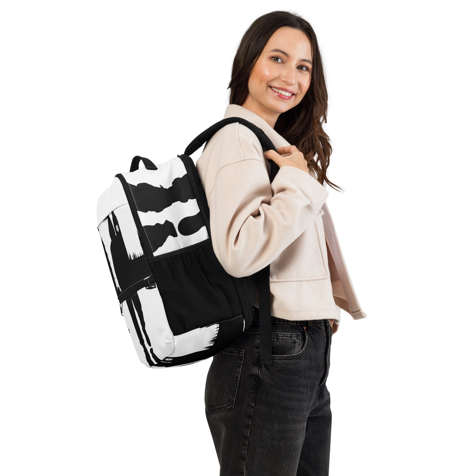 Urban Fashion & Streetwear CKL Urban Utility Backpack in black with all-over print, designed for laptops and daily use.