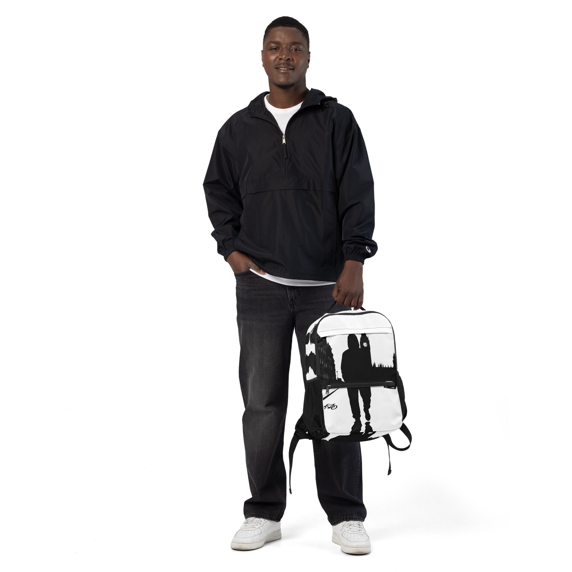 Urban Fashion & Streetwear CKL Urban Utility Backpack in black with all-over print, designed for laptops and everyday use.